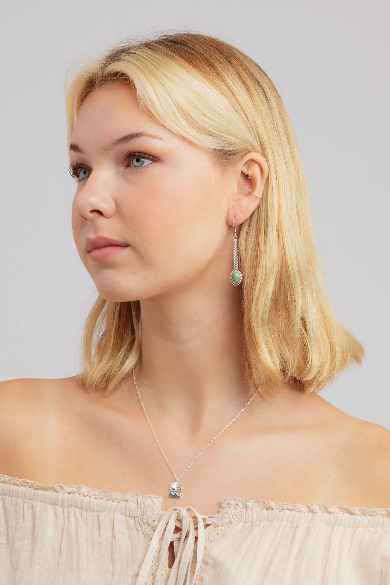 Tala Variscite Long Drop Studs - Image 2