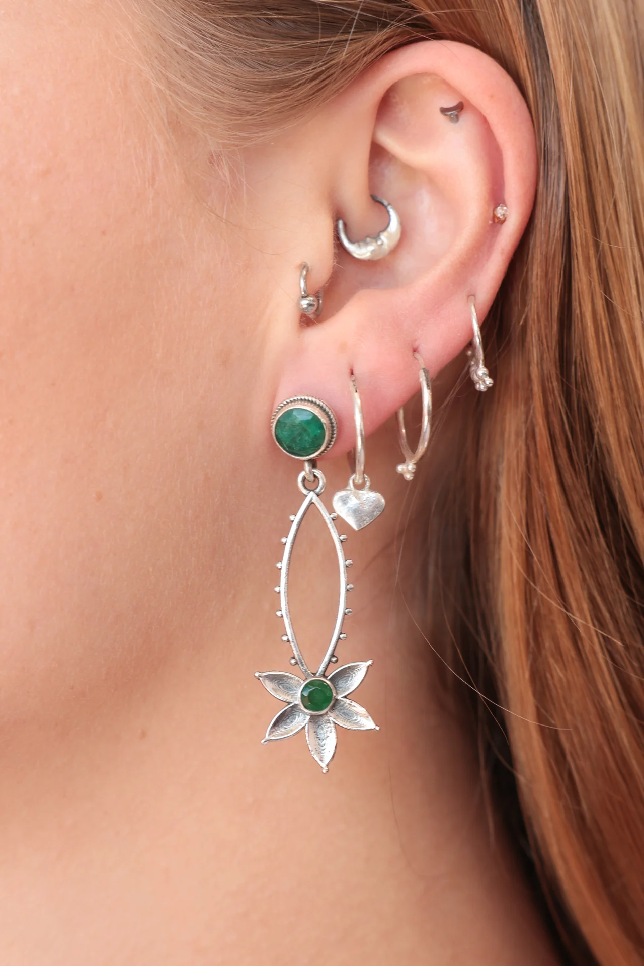 Floret Emerald Long Studs - Image 2