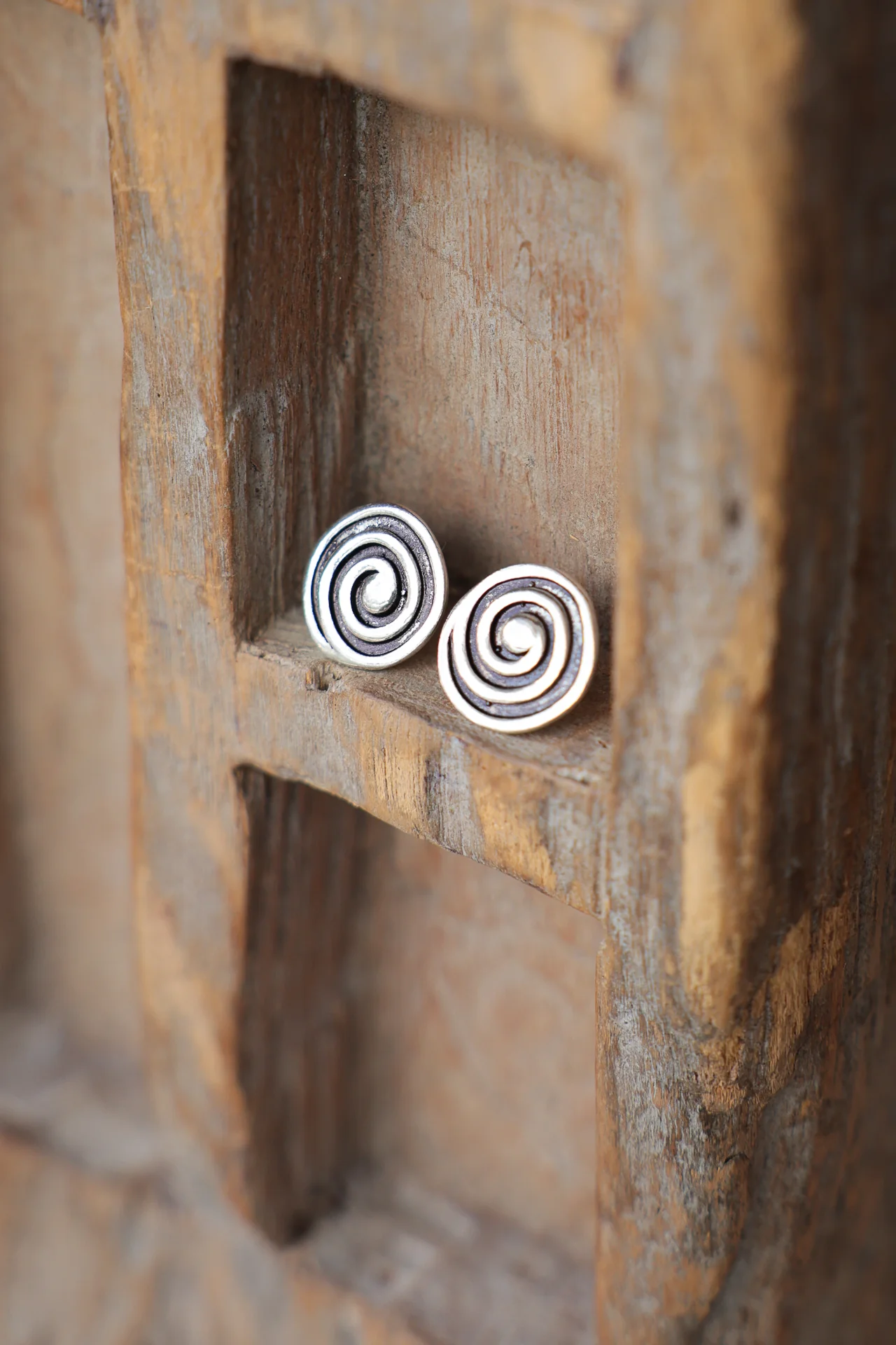Oxidised Scroll Studs - Image 2