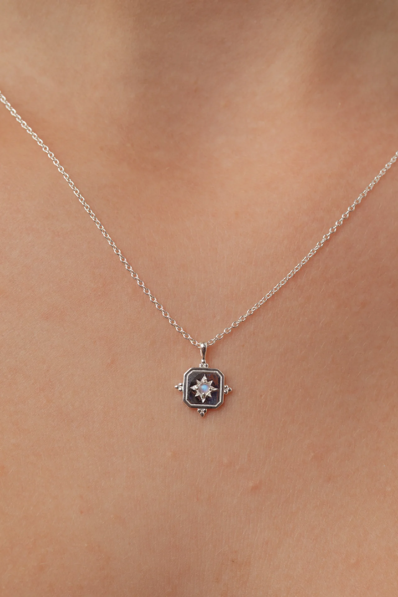Noemi Rainbow Moonstone Silver Necklace