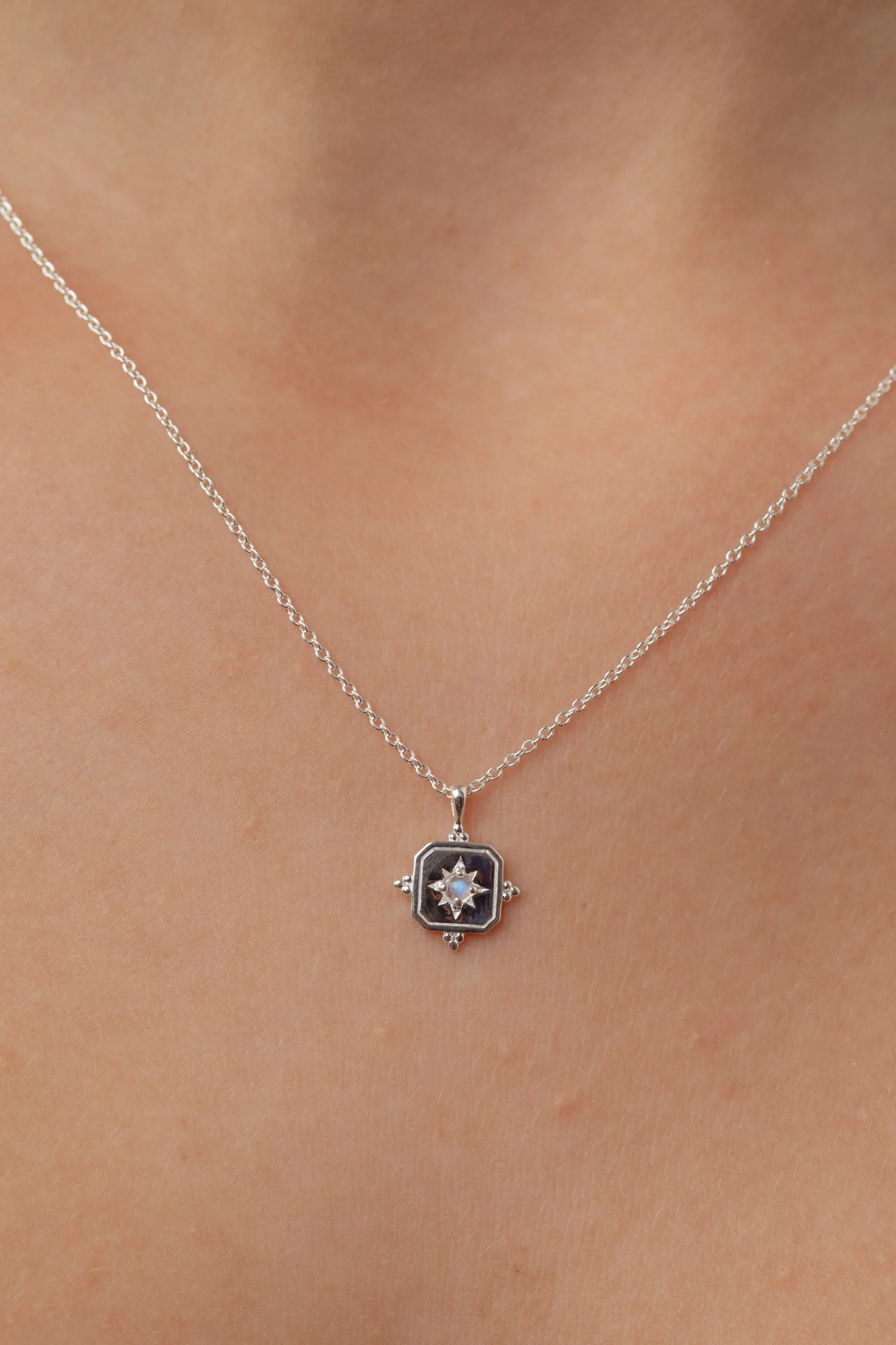 Noemi Rainbow Moonstone Silver Necklace - Image 3