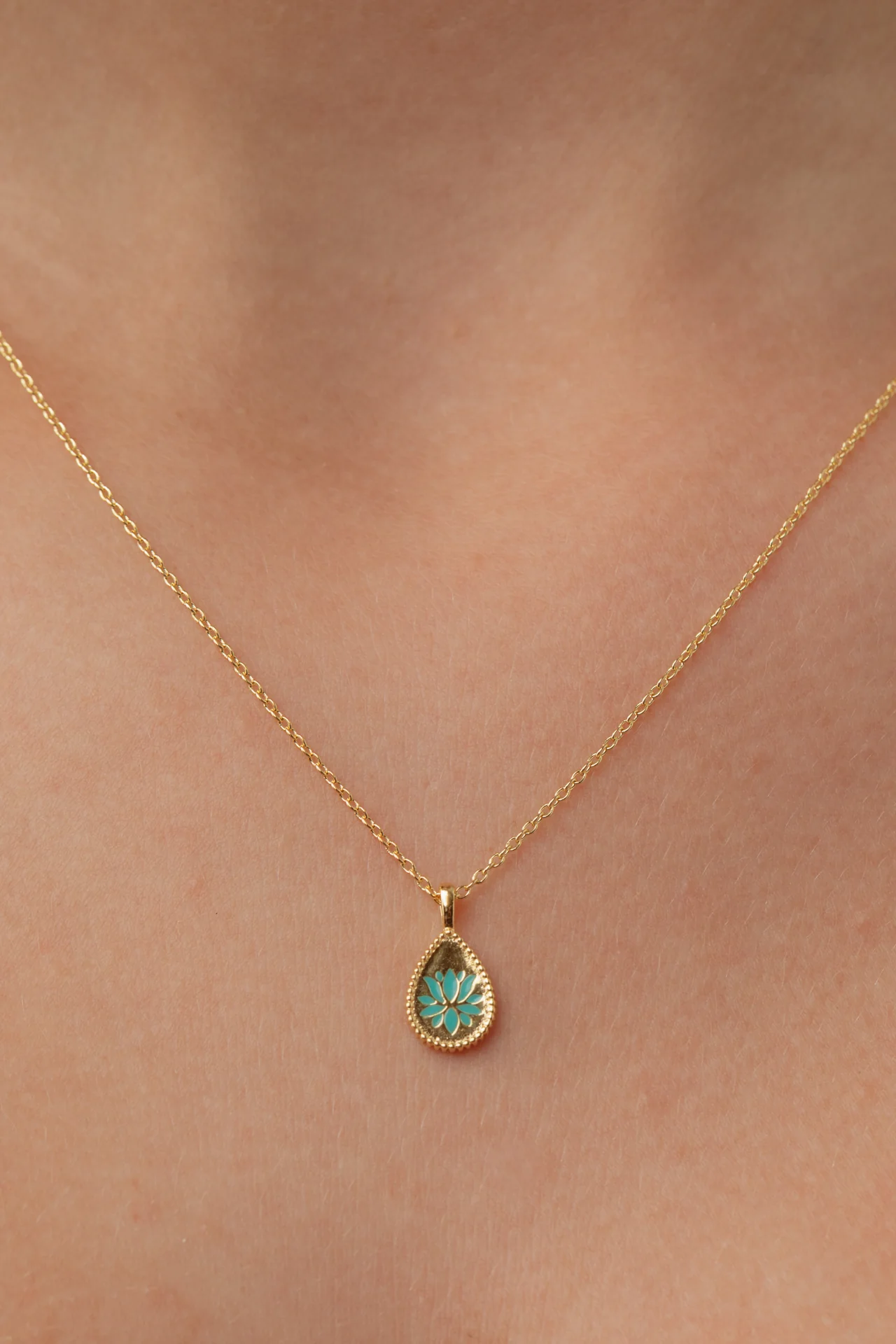 Ren Lotus Gold Enamel Necklace