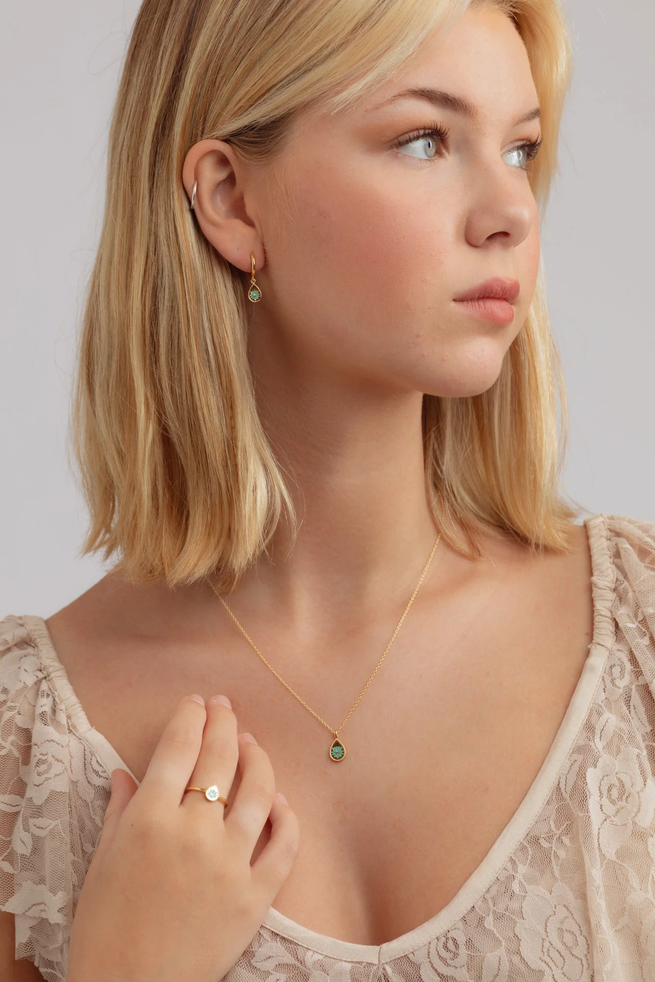 Ren Lotus Gold Enamel Necklace - Image 2