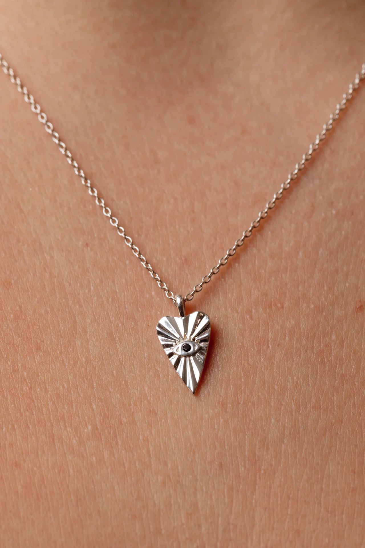 Lover's Gaze Black Onyx Silver Necklace