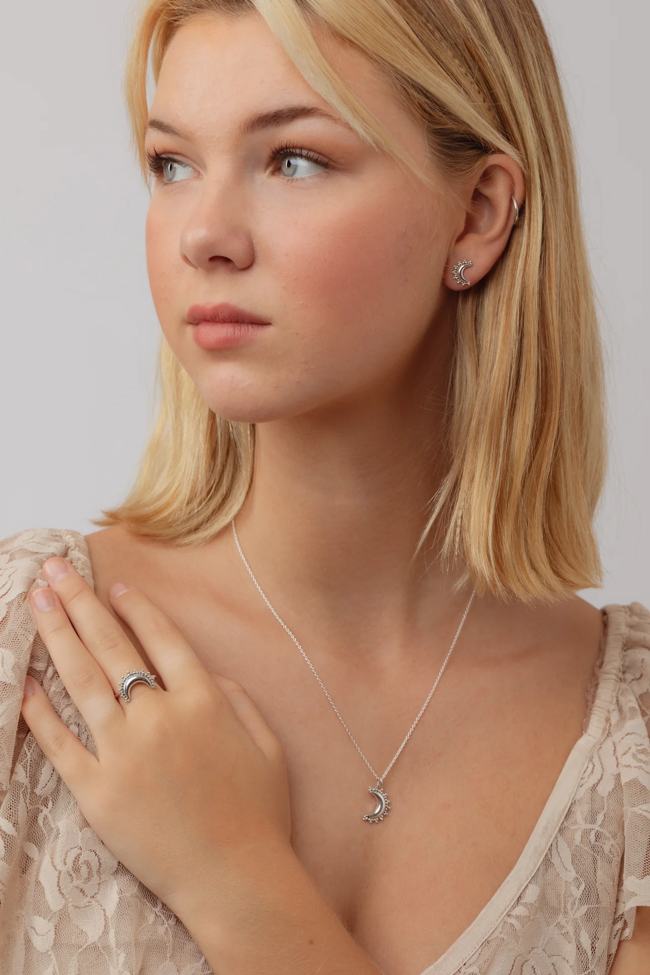 Celestie Silver Moon Necklace - Image 2