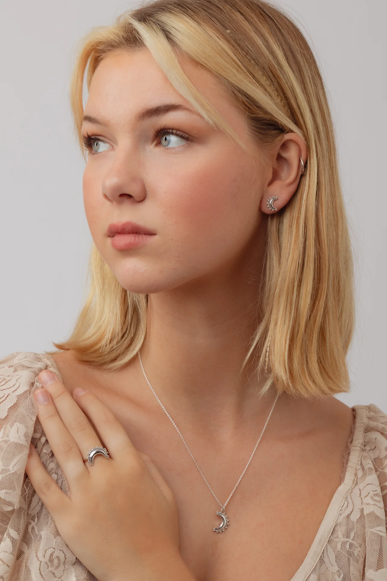 Celestie Silver Moon Necklace - Image 3