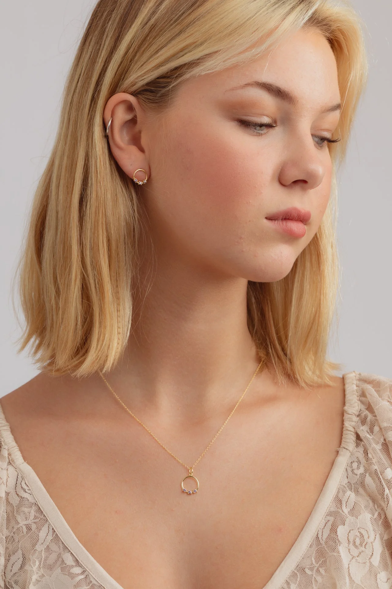 Orella Tria Amethyst Gold Necklace