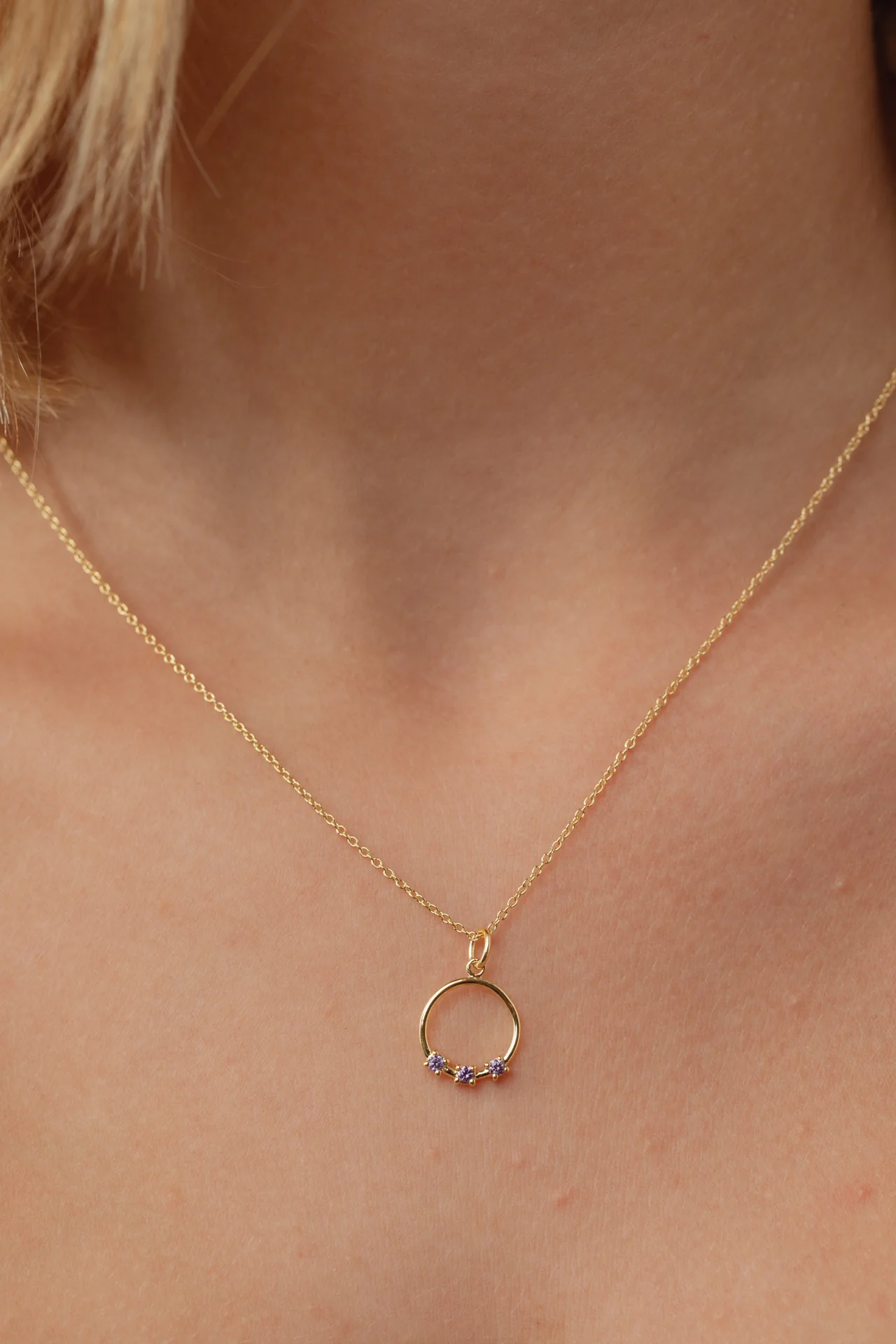 Orella Tria Amethyst Gold Necklace - Image 2