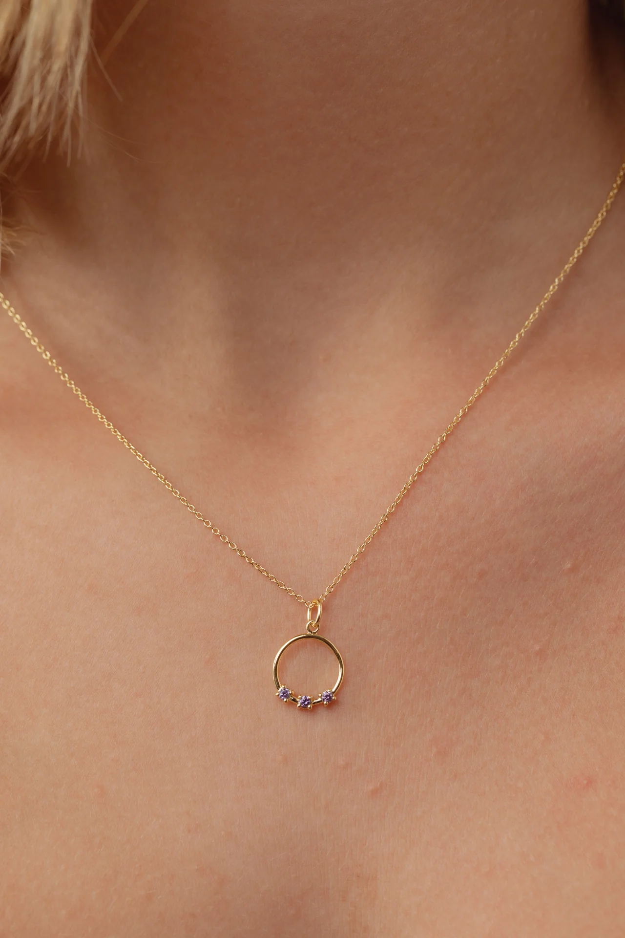 Orella Tria Amethyst Gold Necklace - Image 4