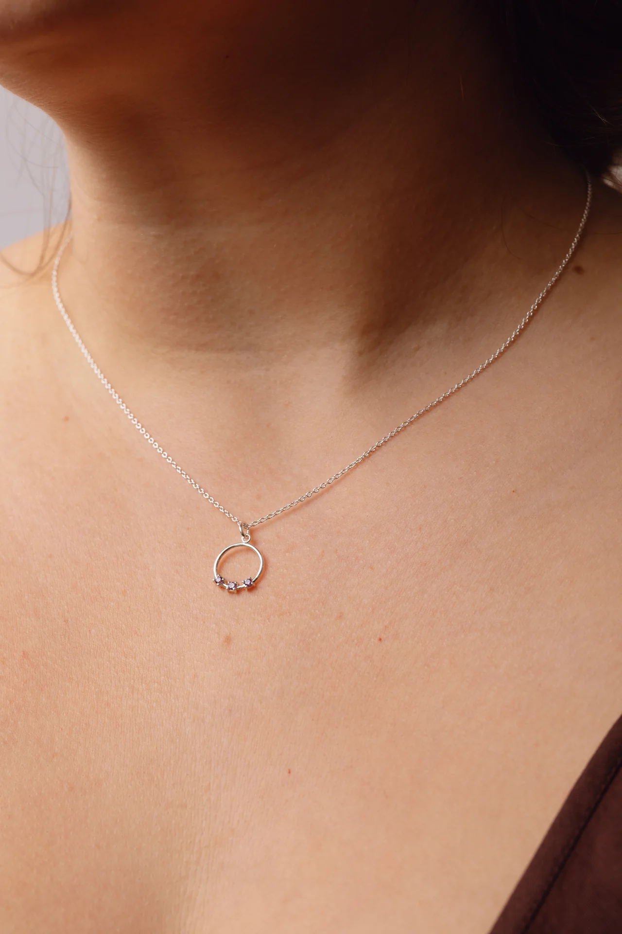 Orella Tria Amethyst Silver Necklace