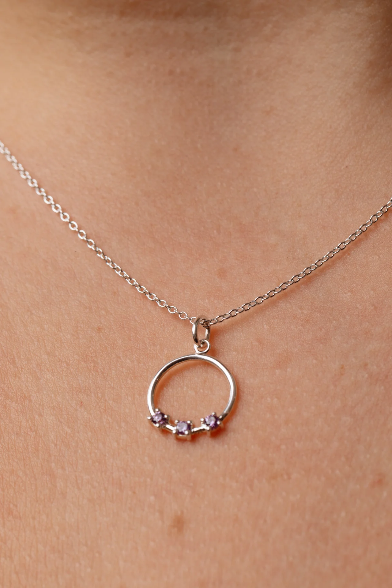 Orella Tria Amethyst Silver Necklace - Image 2