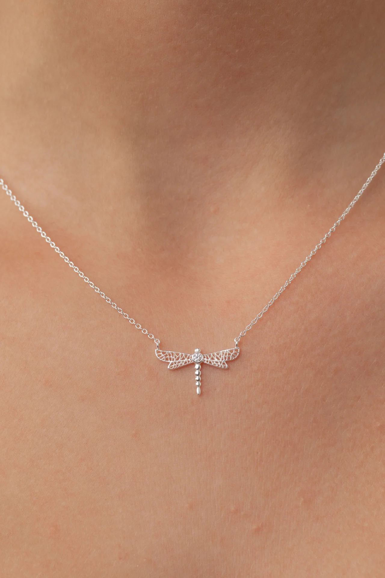 Dragonfly Cubic Zirconia Silver Necklace - Image 3