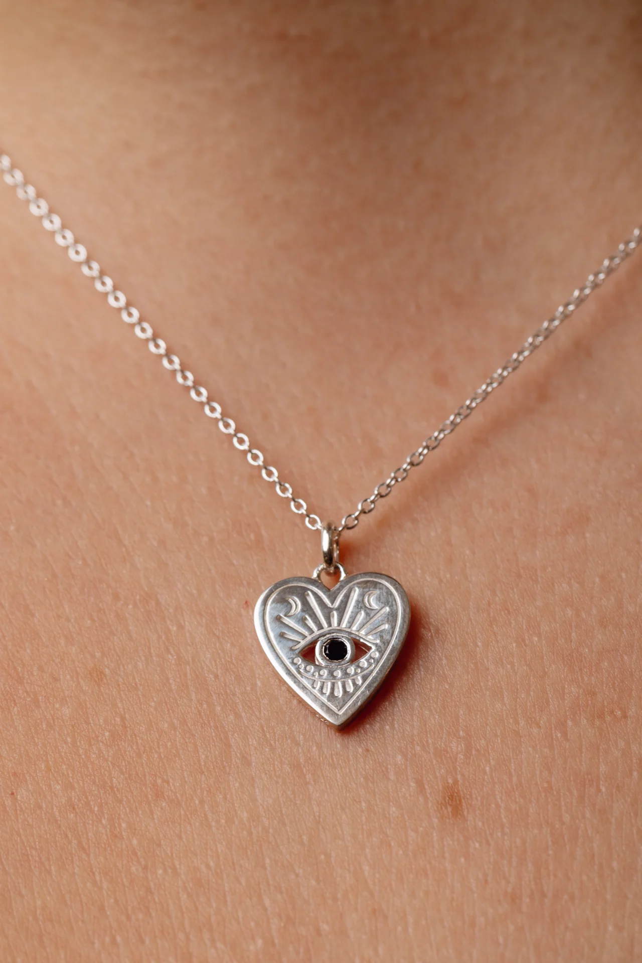 Eyes of Love Black Onyx Silver Necklace