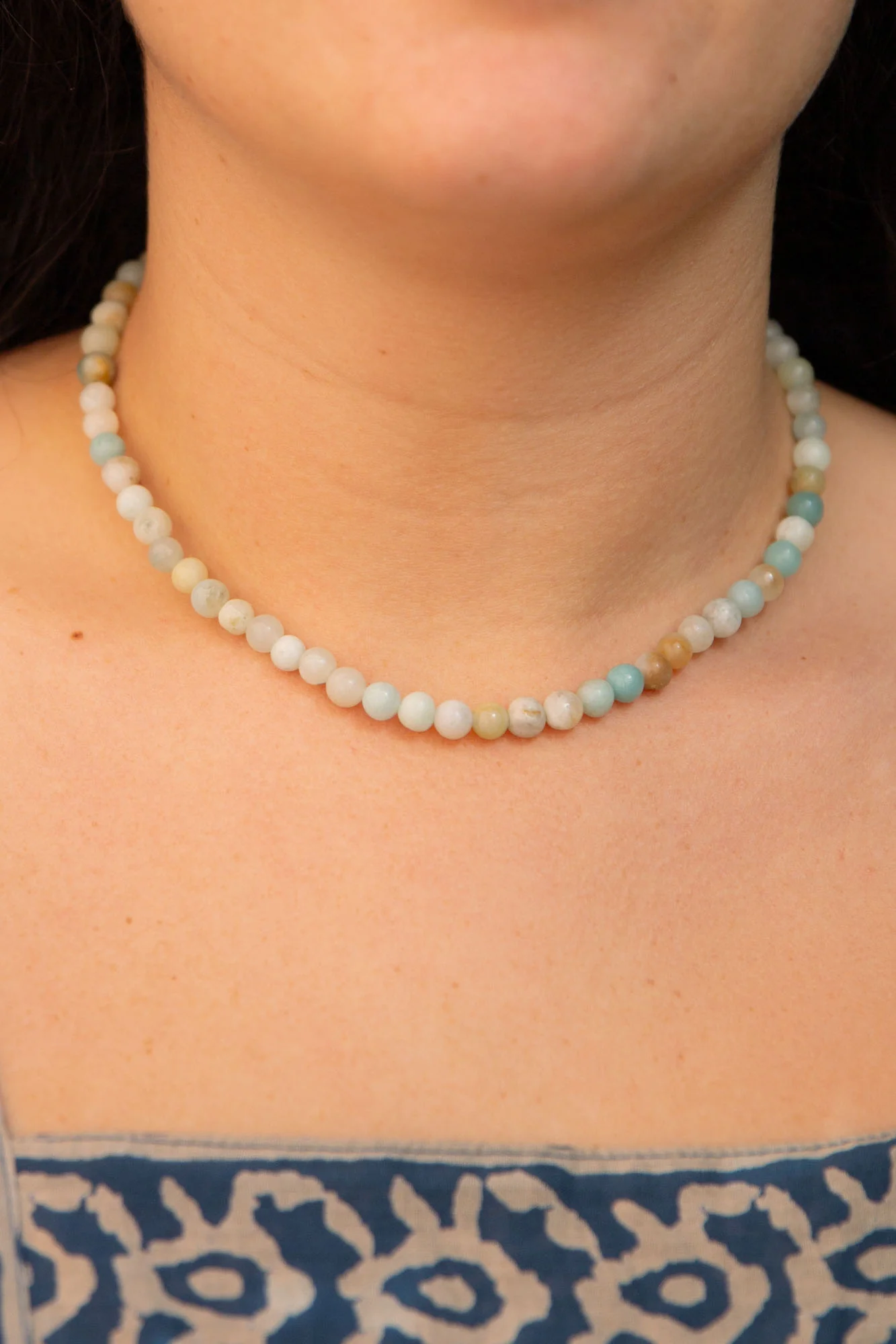Amazonite and Moonstone Beaded Necklace - Image 2