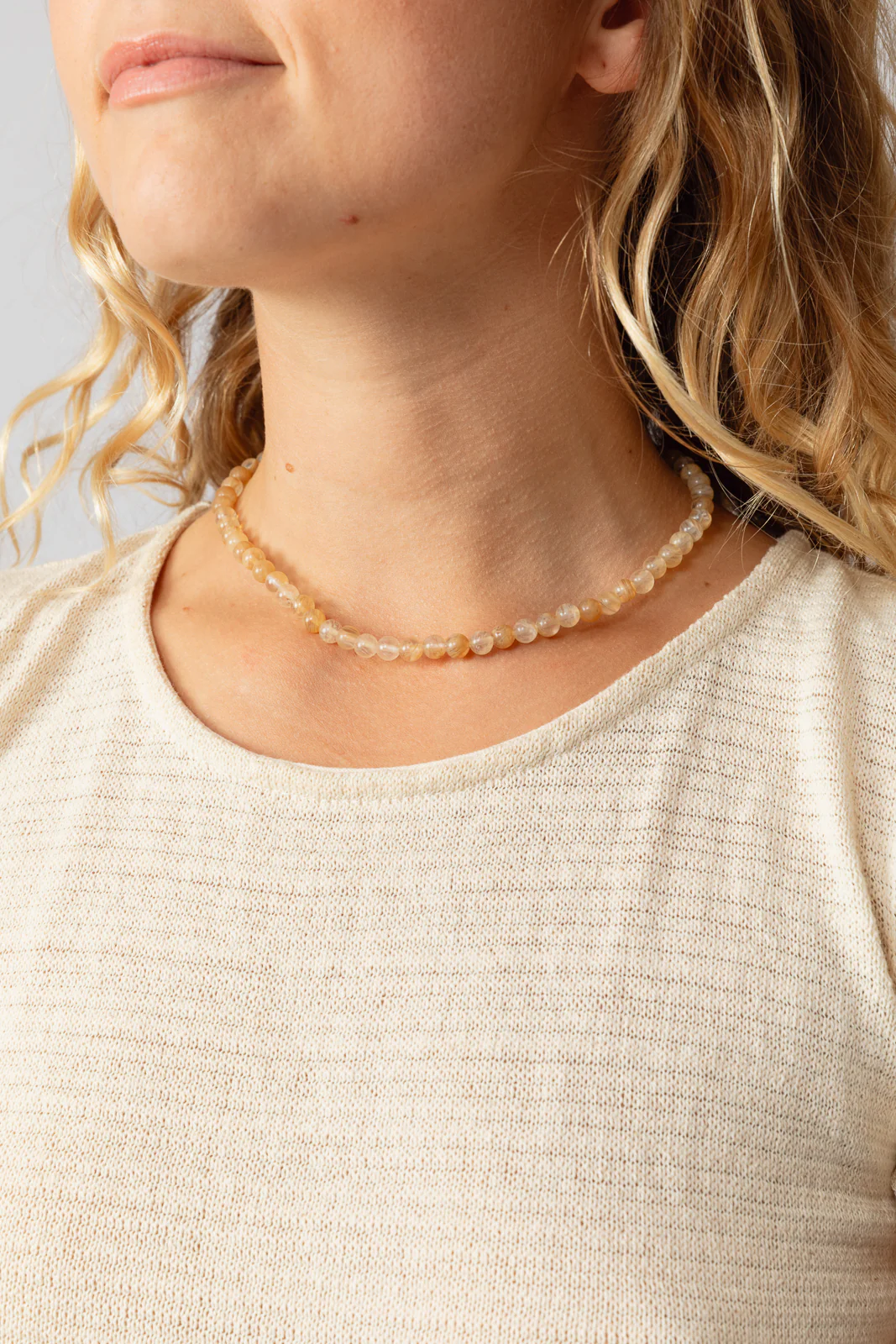 Yellow Stone Beaded Necklace - Image 2