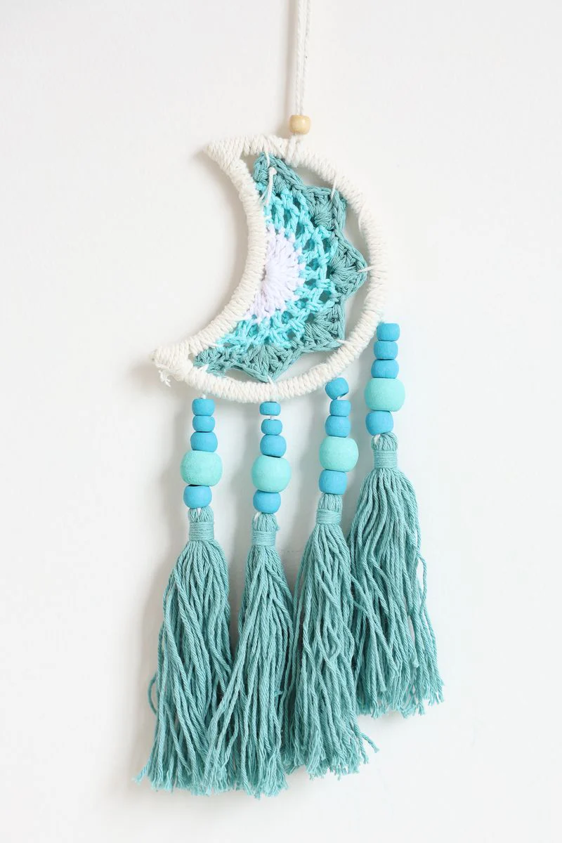 Teal Moon Tassel Small Wall Hanging - Image 2