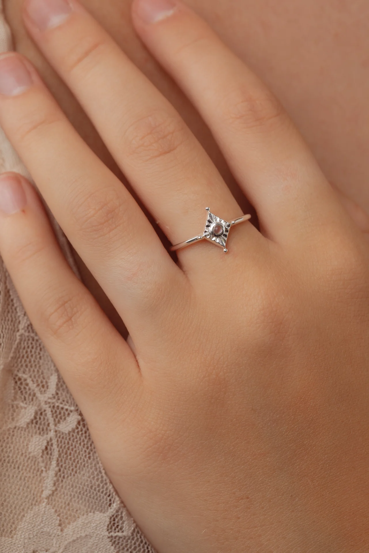 Aerith Rainbow Moonstone Silver Ring - Image 3