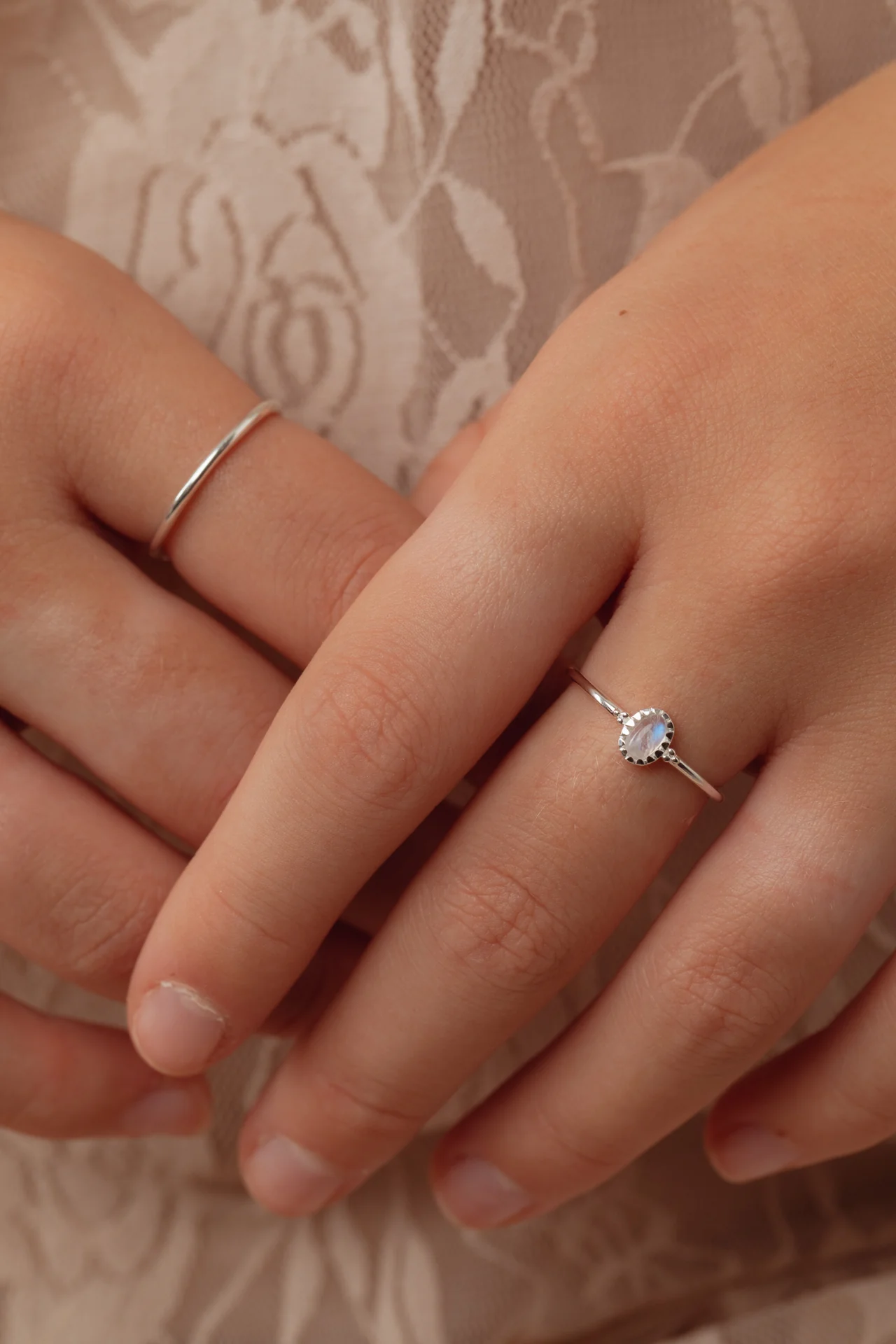 Kleia Rainbow Moonstone Silver Ring - Image 3