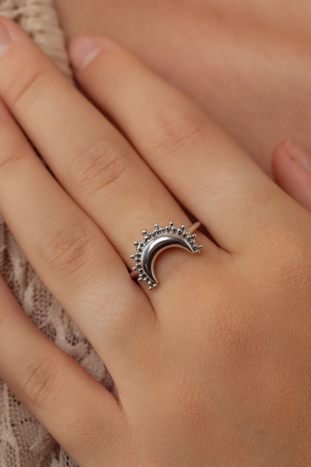 Celestie Moon Silver Ring
