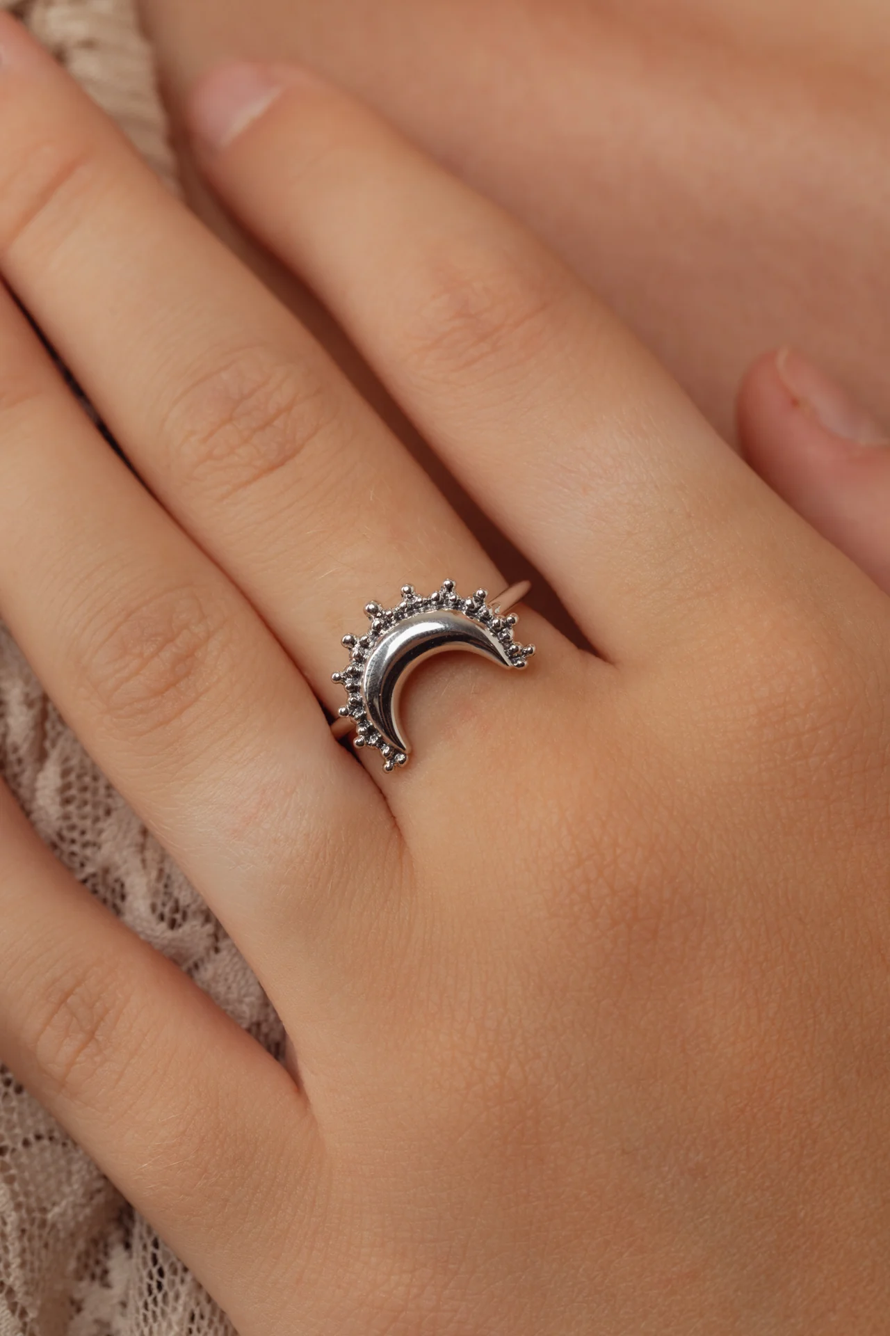Celestie Moon Silver Ring - Image 3
