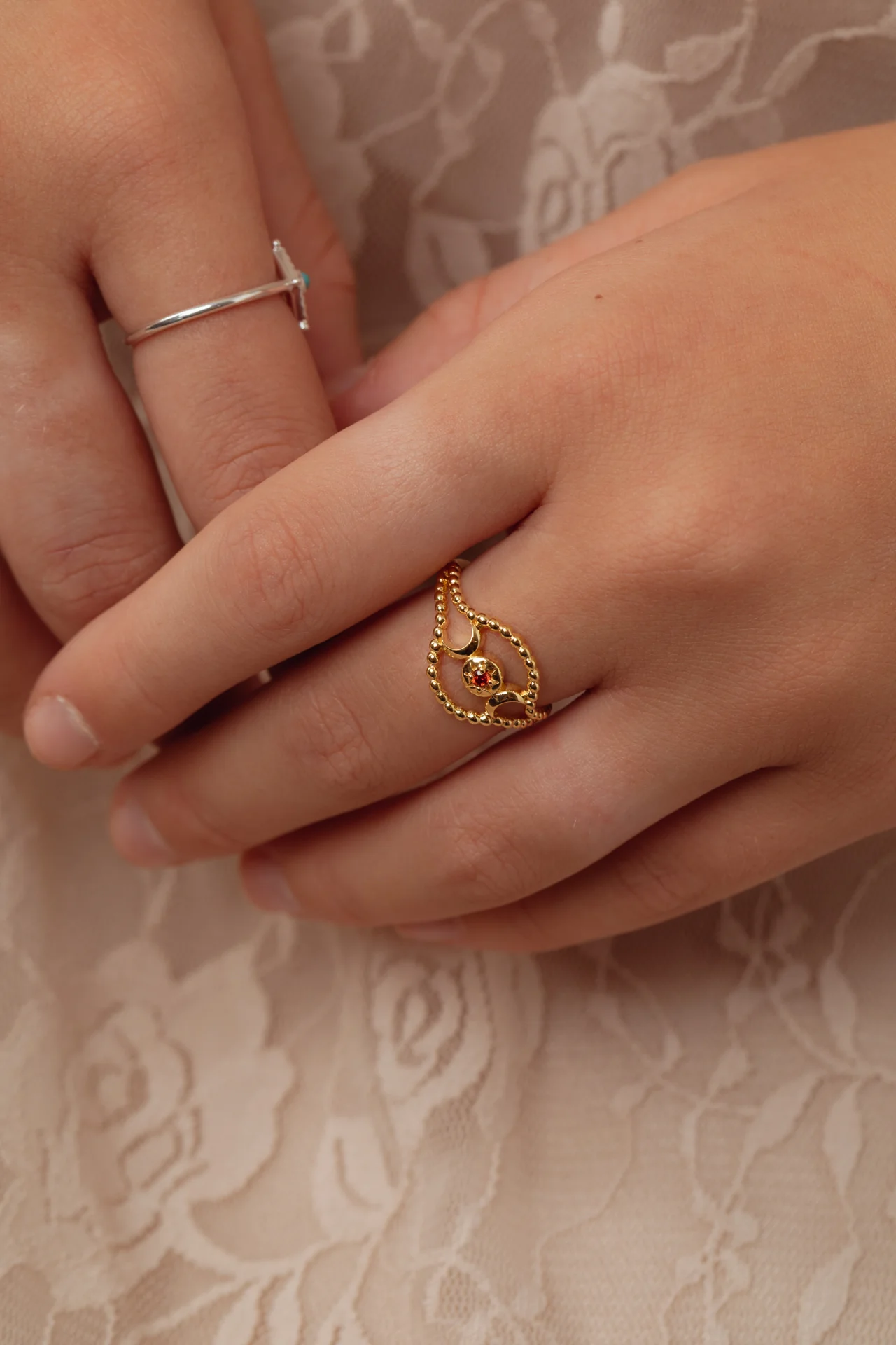 Phases Garnet Gold Ring