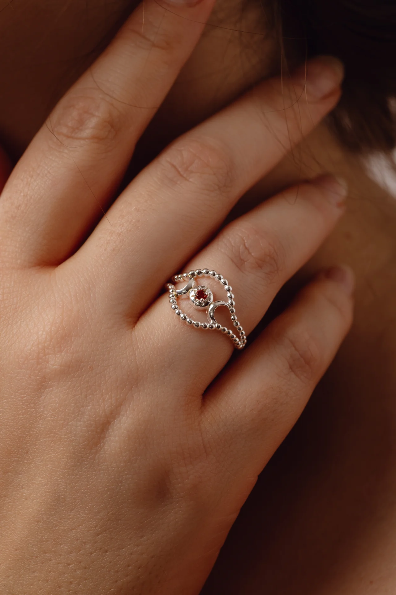 Phases Garnet Silver Ring - Image 2