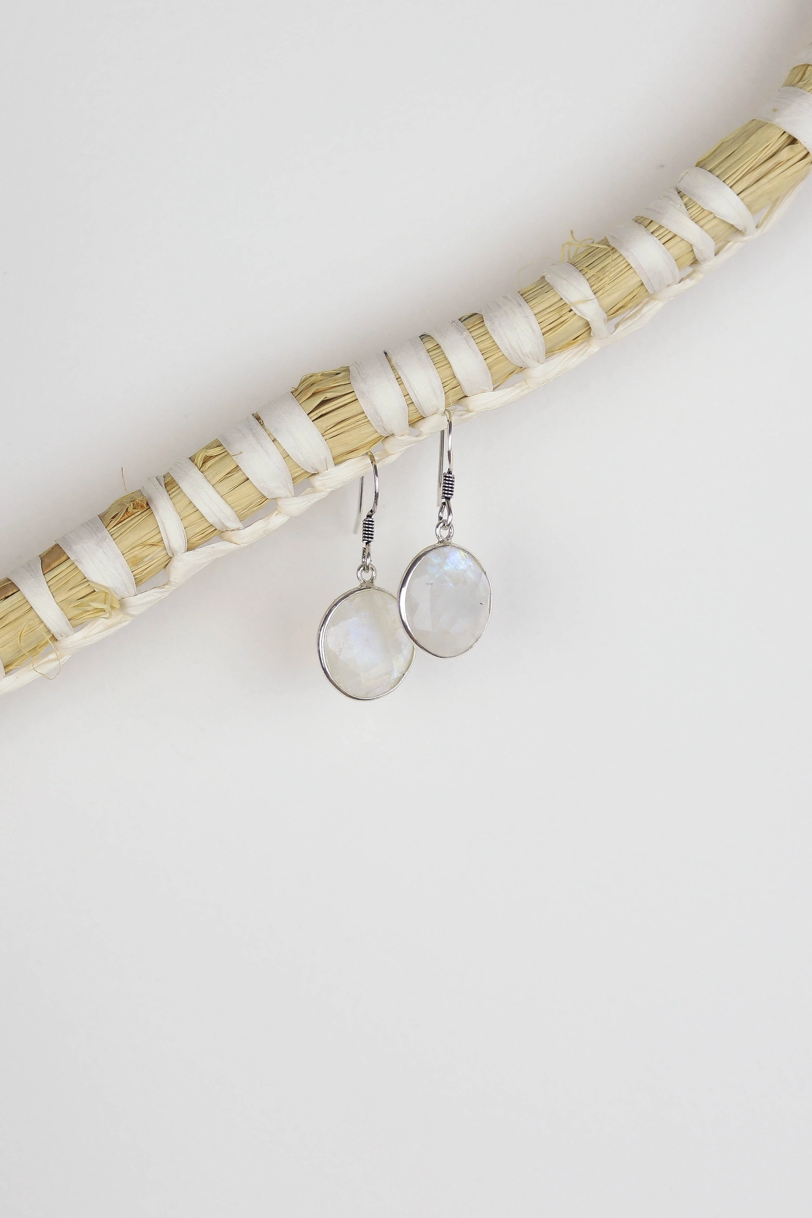 Rainbow Moonstone Round Faceted Drops - Image 2