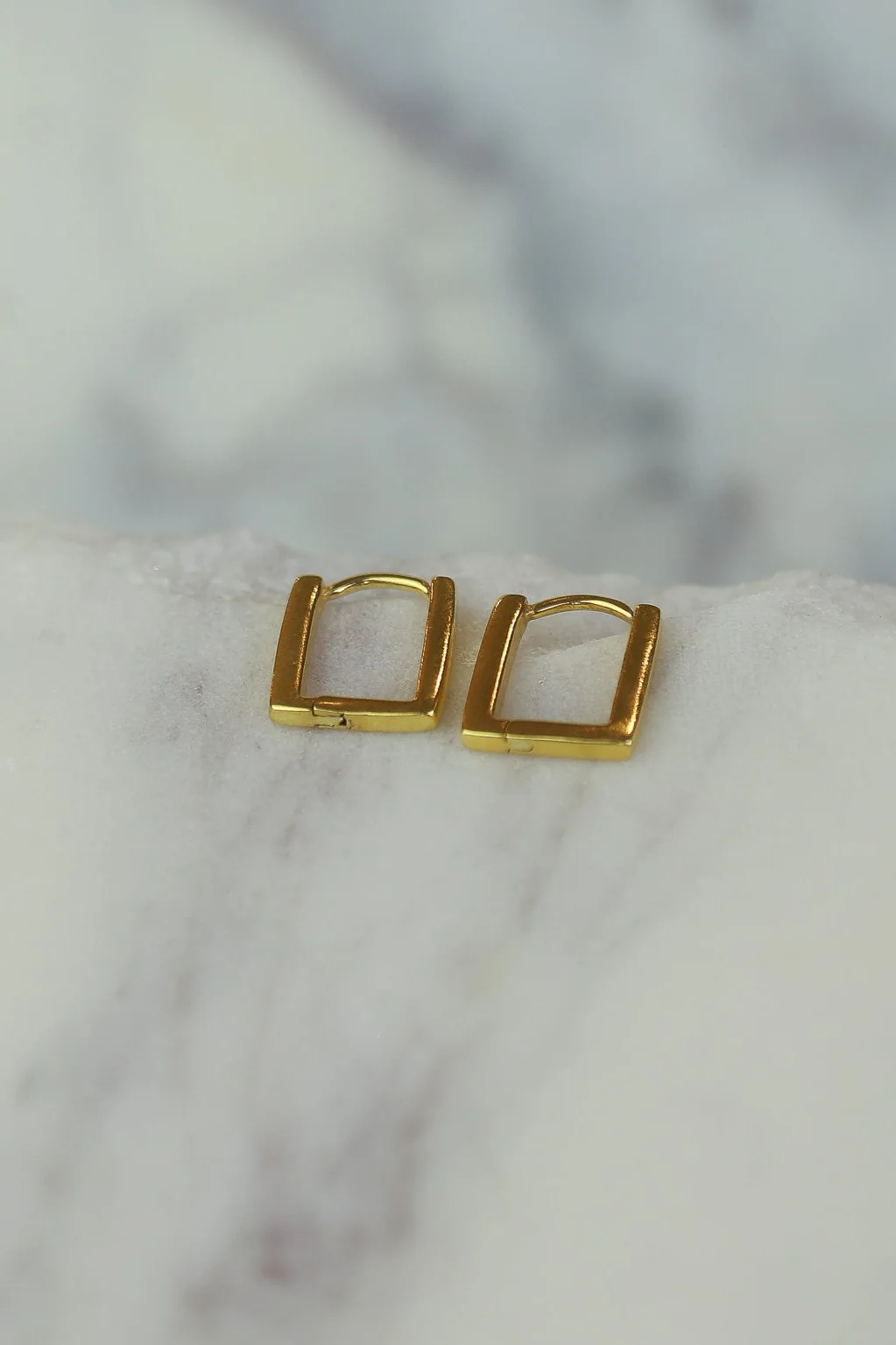 Remi Square Gold Hoops - Image 2