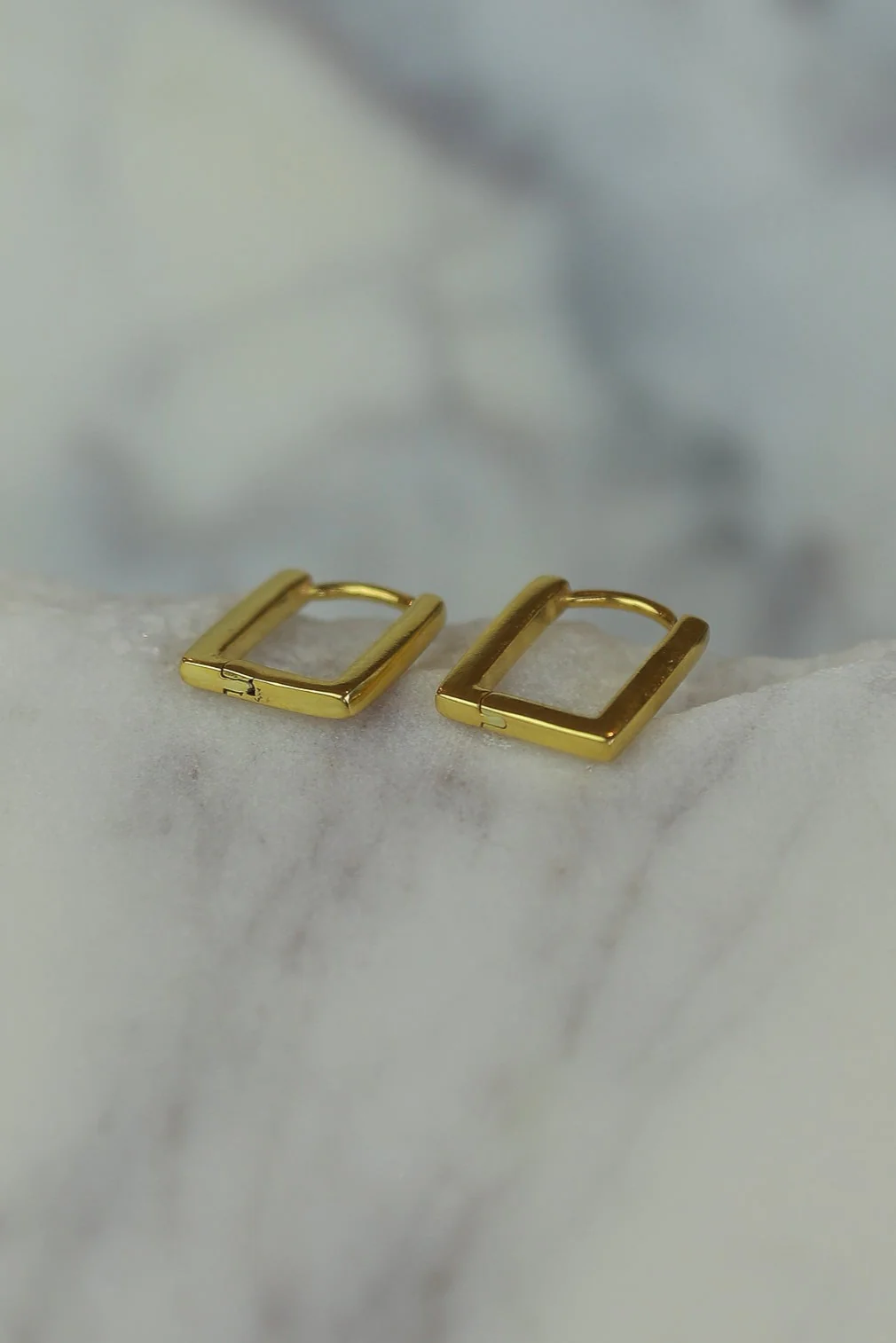Remi Square Gold Hoops - Image 3