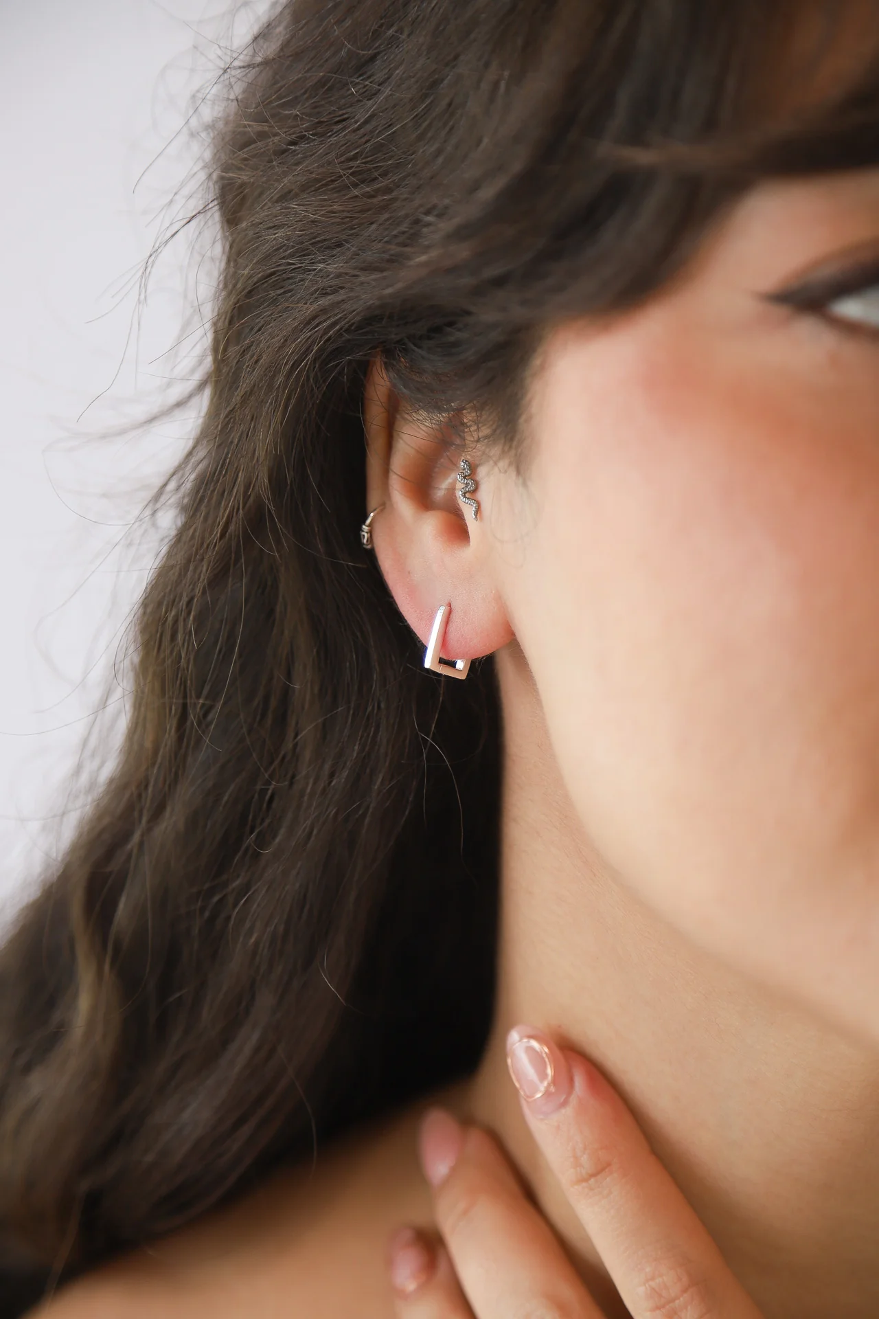 Remi Square Silver Hoops - Image 3