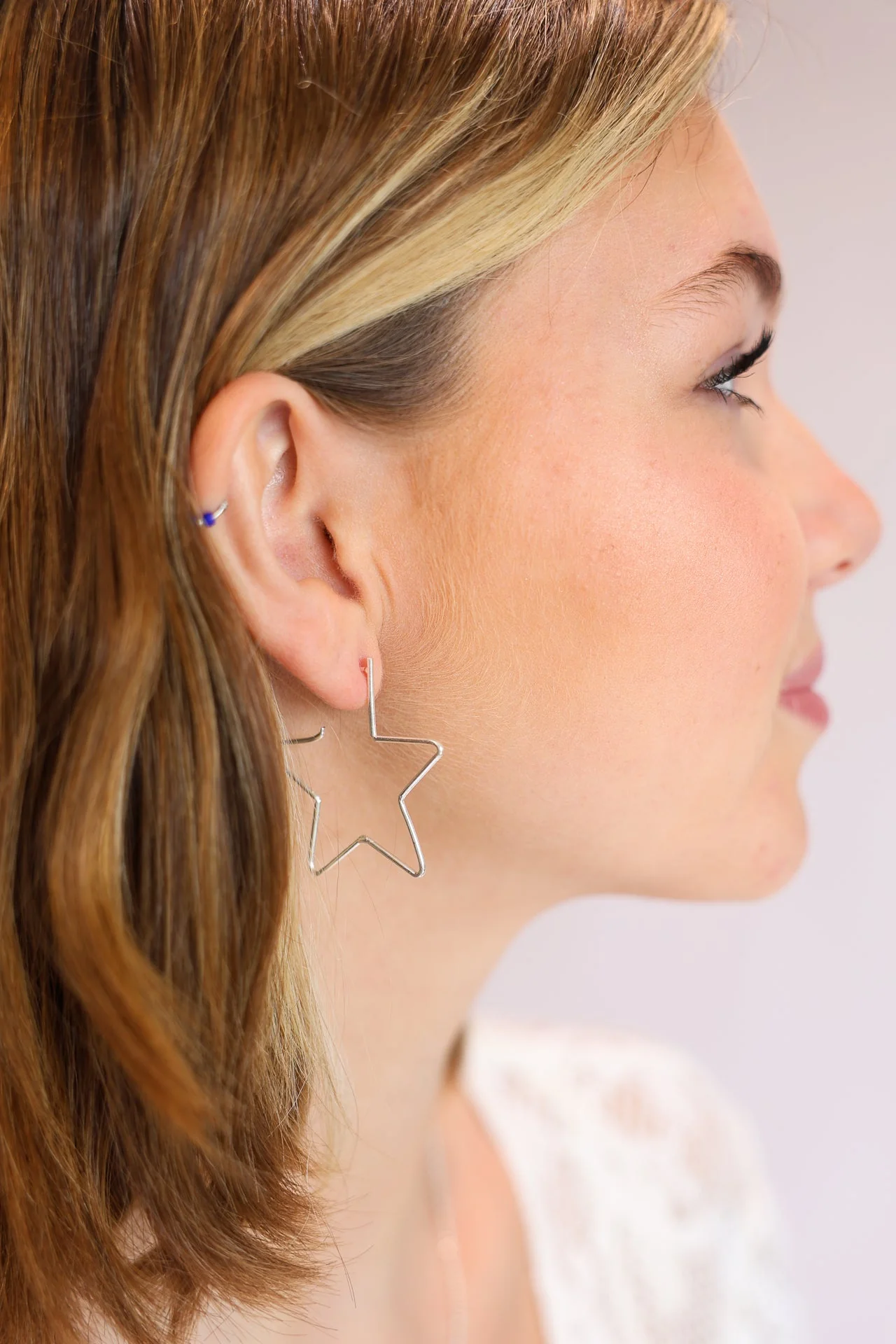 Starry Silver Hoops