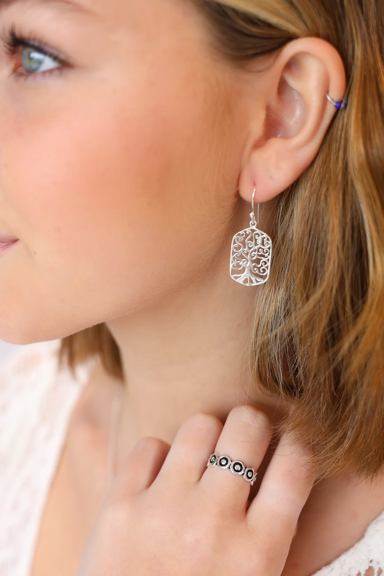 Rectangle Tree Cutout Earrings - Image 2
