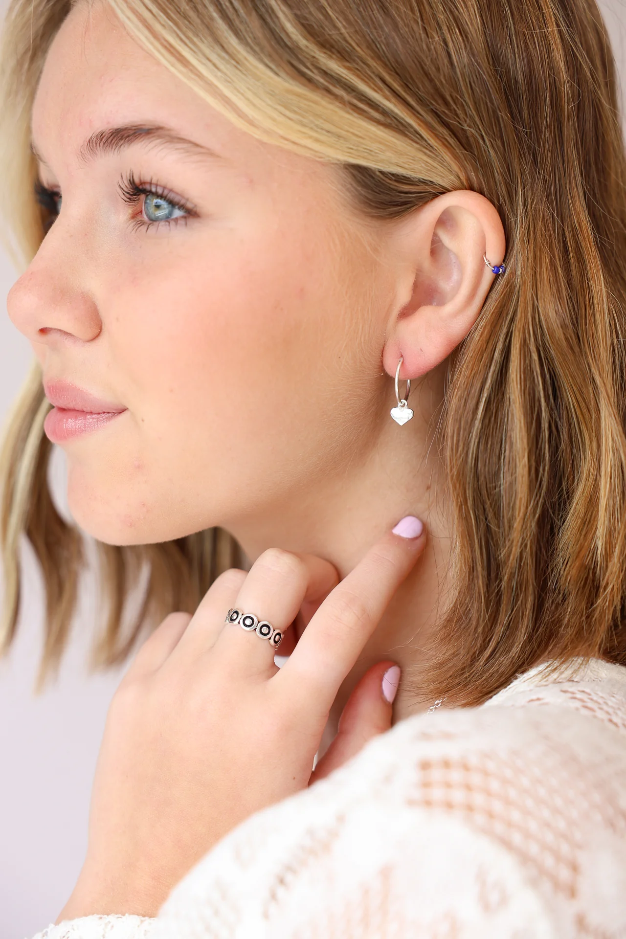 Heart Charm Hoops