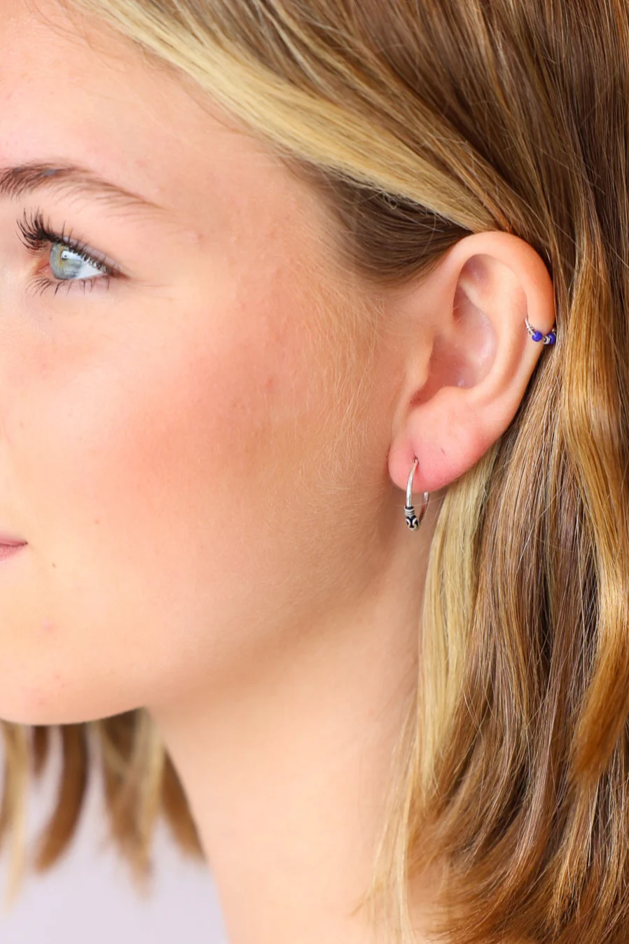 Small Silver Tribal Hoops - Image 2