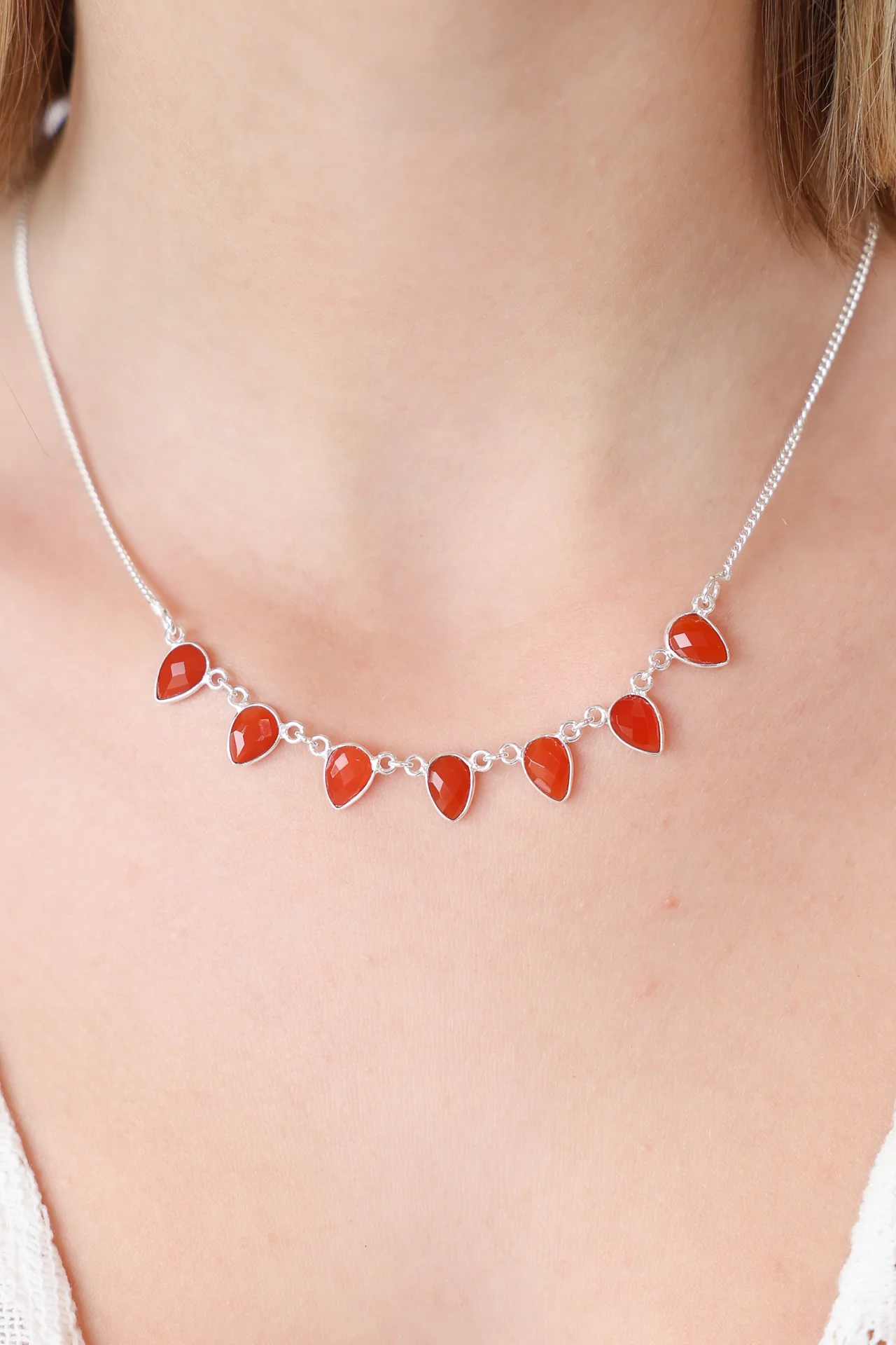 Celeste Teardrops Carnelian Necklace - Image 2