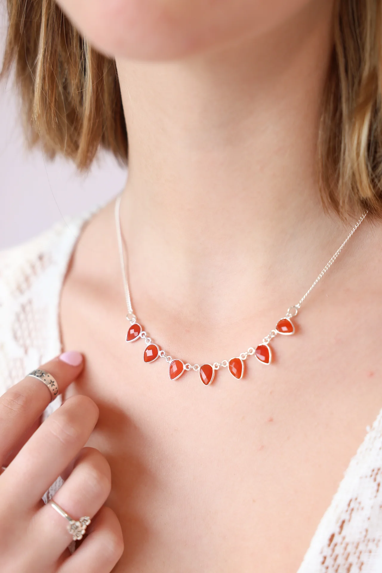 Celeste Teardrops Carnelian Necklace - Image 4