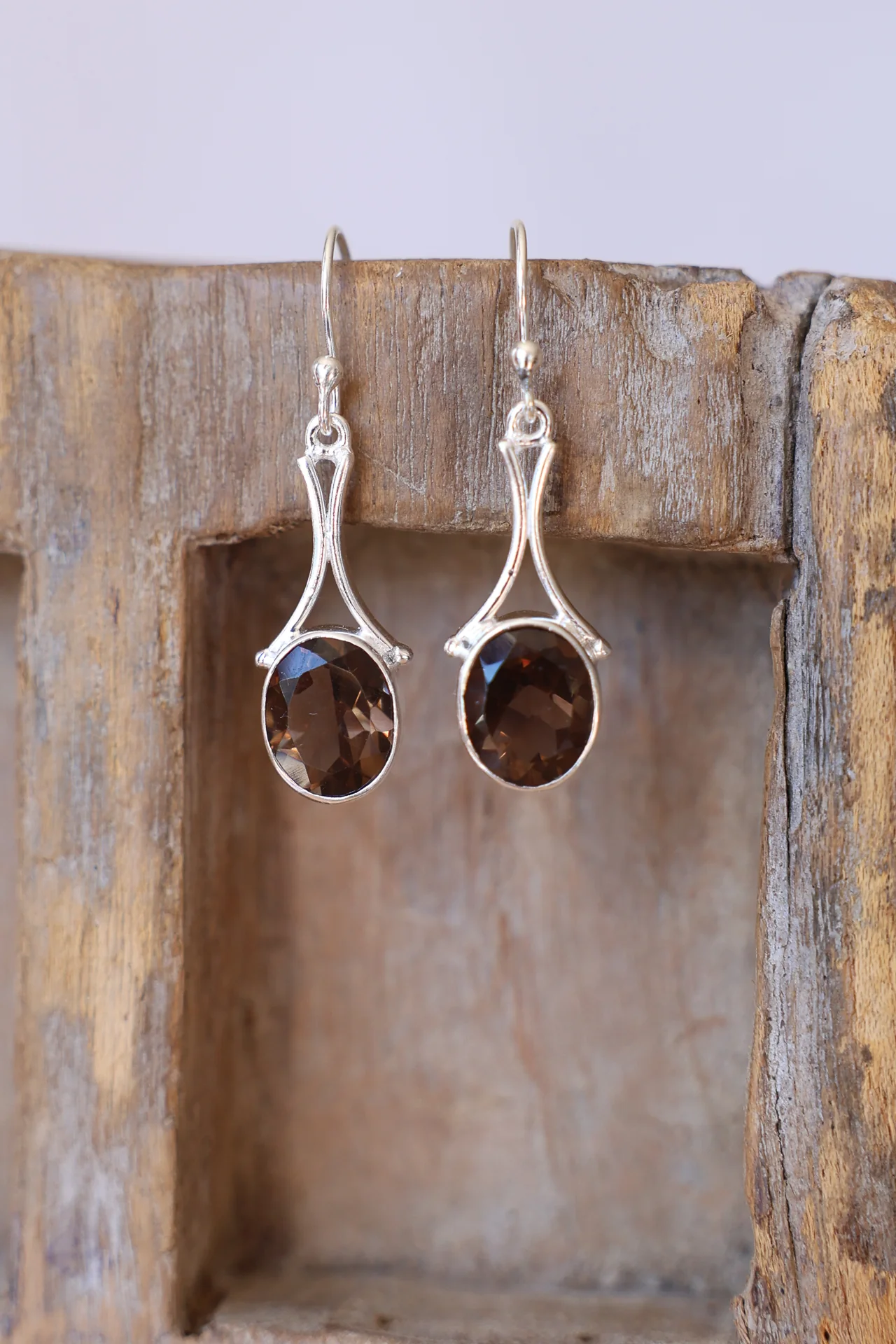 Felisa Smoky Quartz Stone Drop Earrings - Image 2