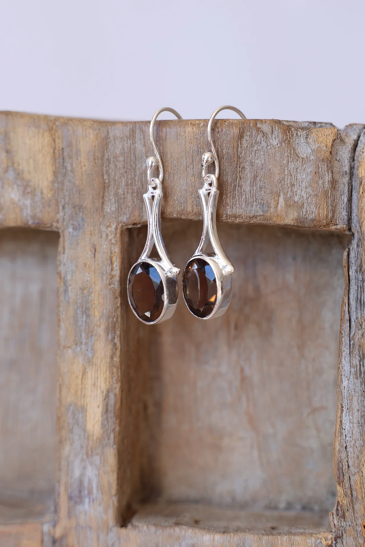 Felisa Smoky Quartz Stone Drop Earrings - Image 4