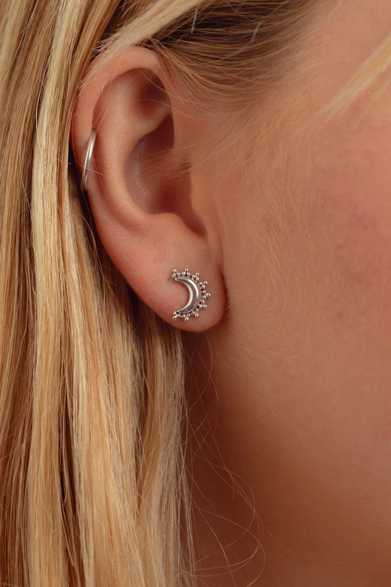 Celestie Silver Moon Studs