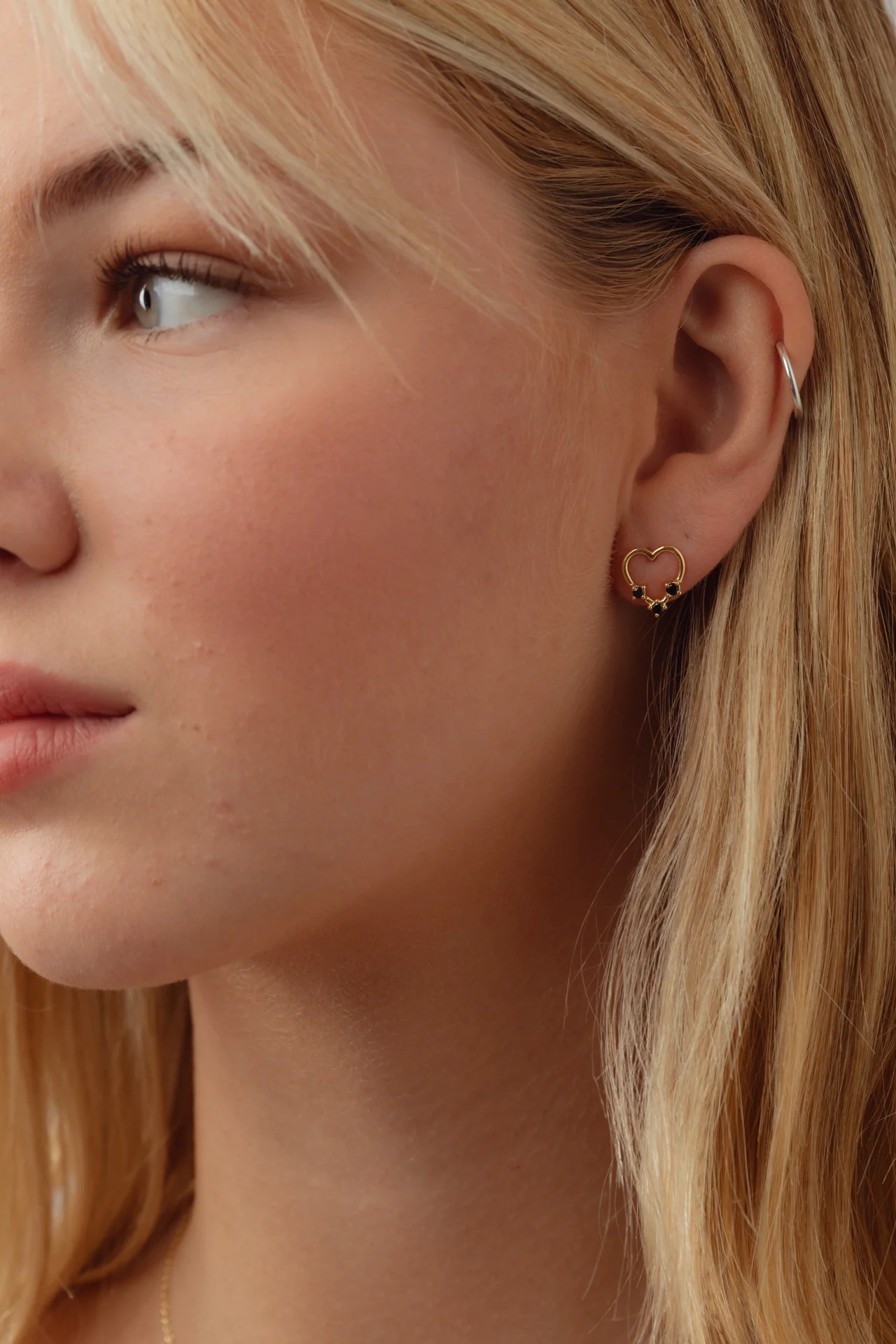 Heartley Trio Black Onyx Gold Studs - Image 3