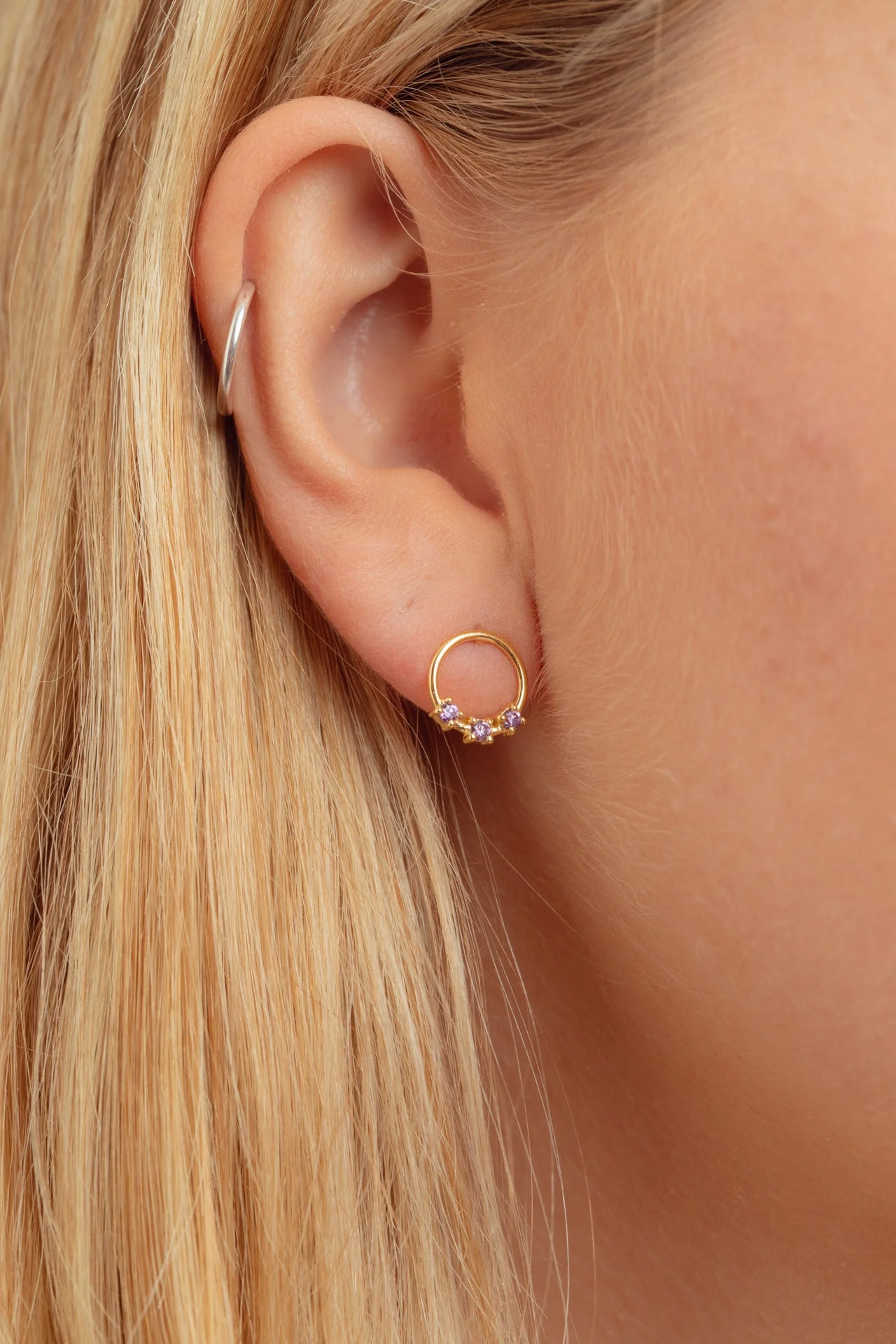 Orella Tria Amethyst Gold Studs