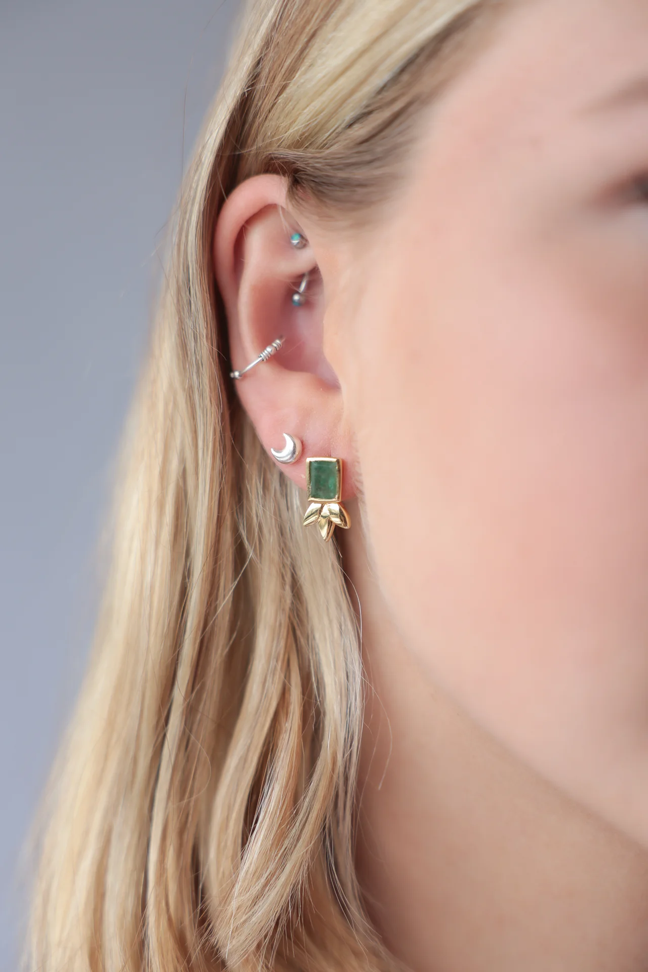 Sarre Green Rectangle Studs - Image 2