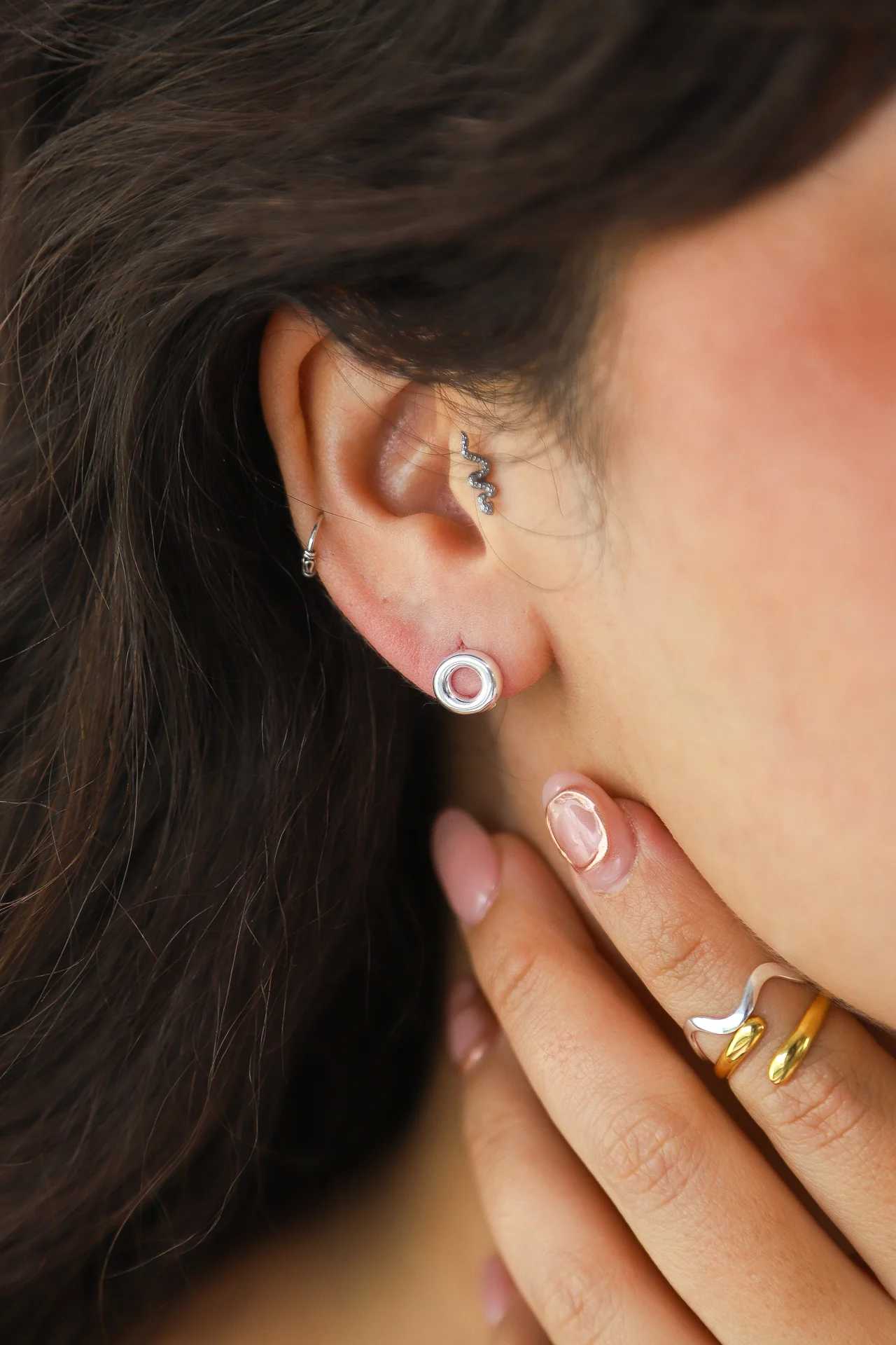 Silver Circle Earrings - Image 3