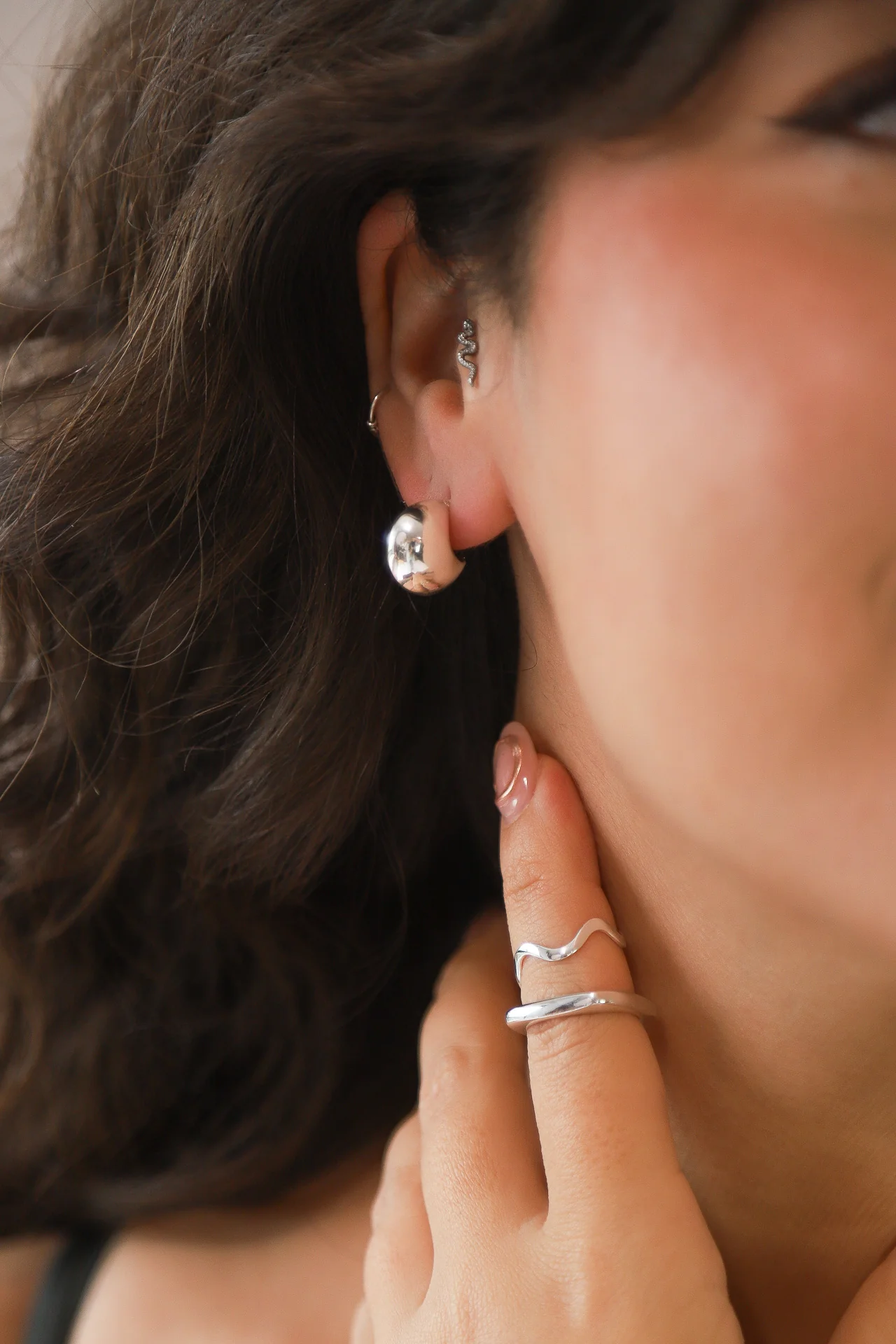 Silver Jali Earrings - Image 3