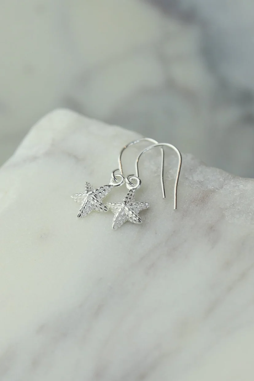 Silver Star Fish Earrings - Image 2