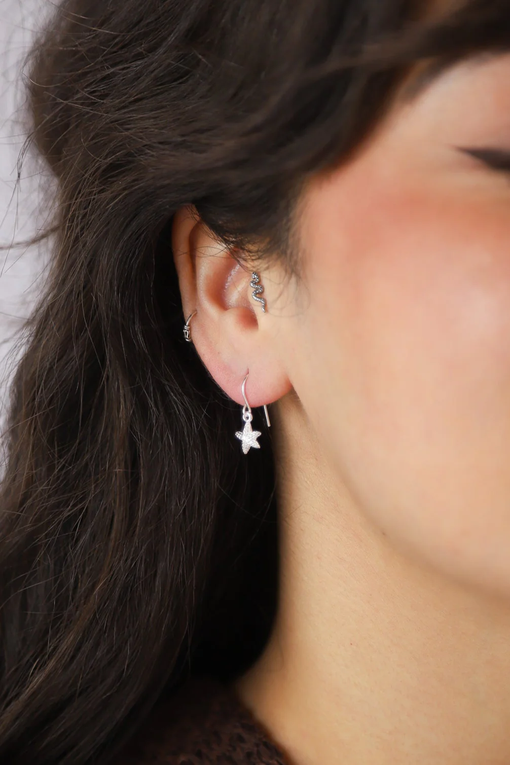 Silver Star Fish Earrings - Image 3