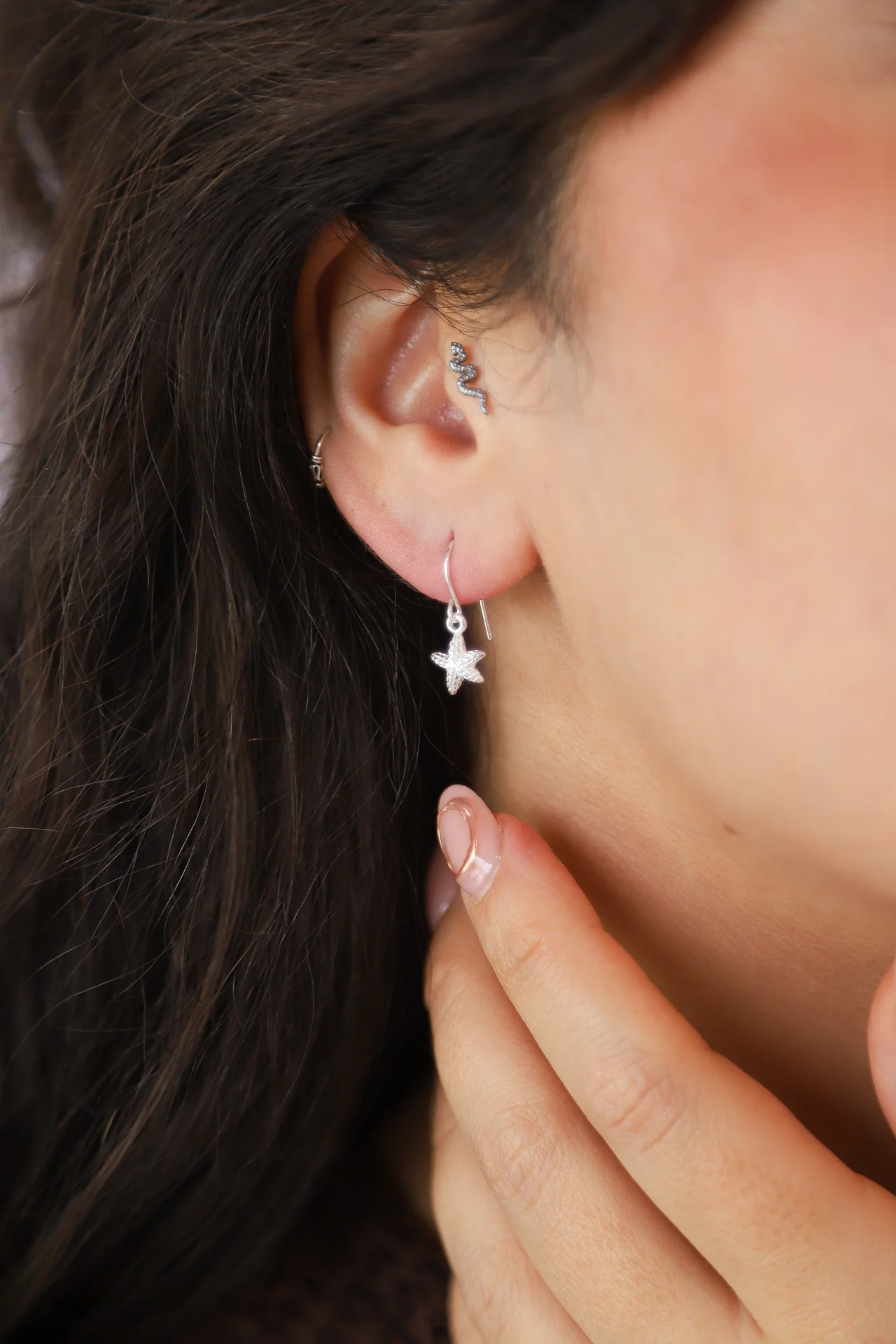 Silver Star Fish Earrings - Image 4