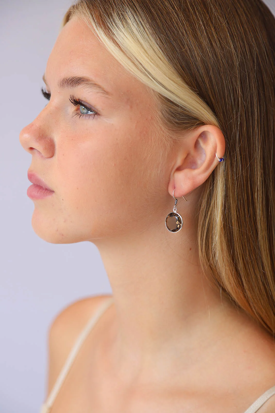 Smokey Quartz Round Faceted Drops - Image 3