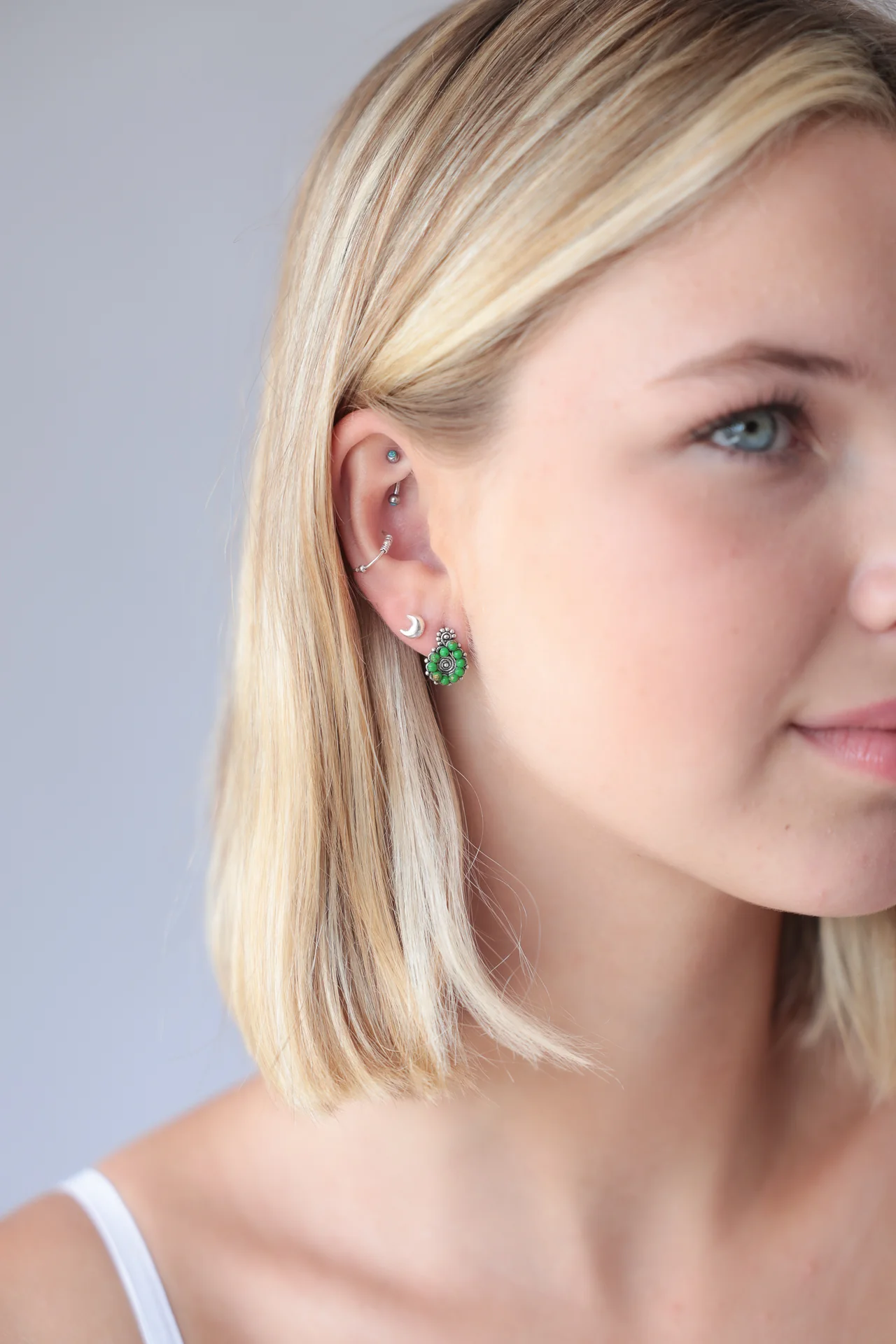 Spiral Green Turquoise Studs - Image 2