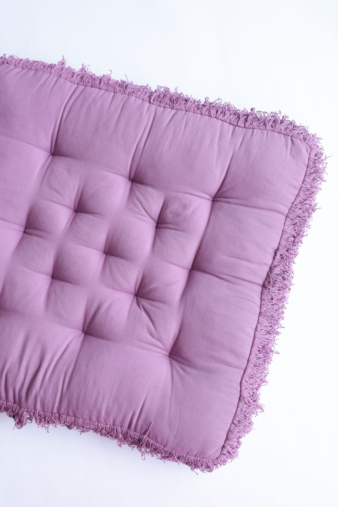 Deep Lilac Fringed Floor Cushion - Image 2
